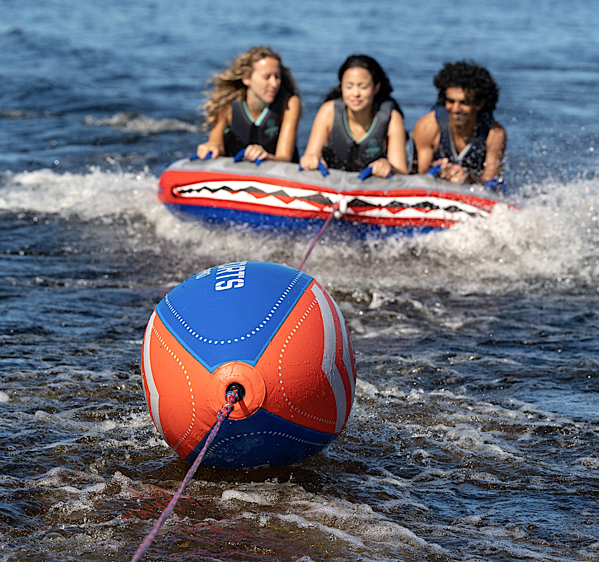 HO Sports Flight Deck 3-Person Towable Tube with TowPro Rope System & 12V Pump