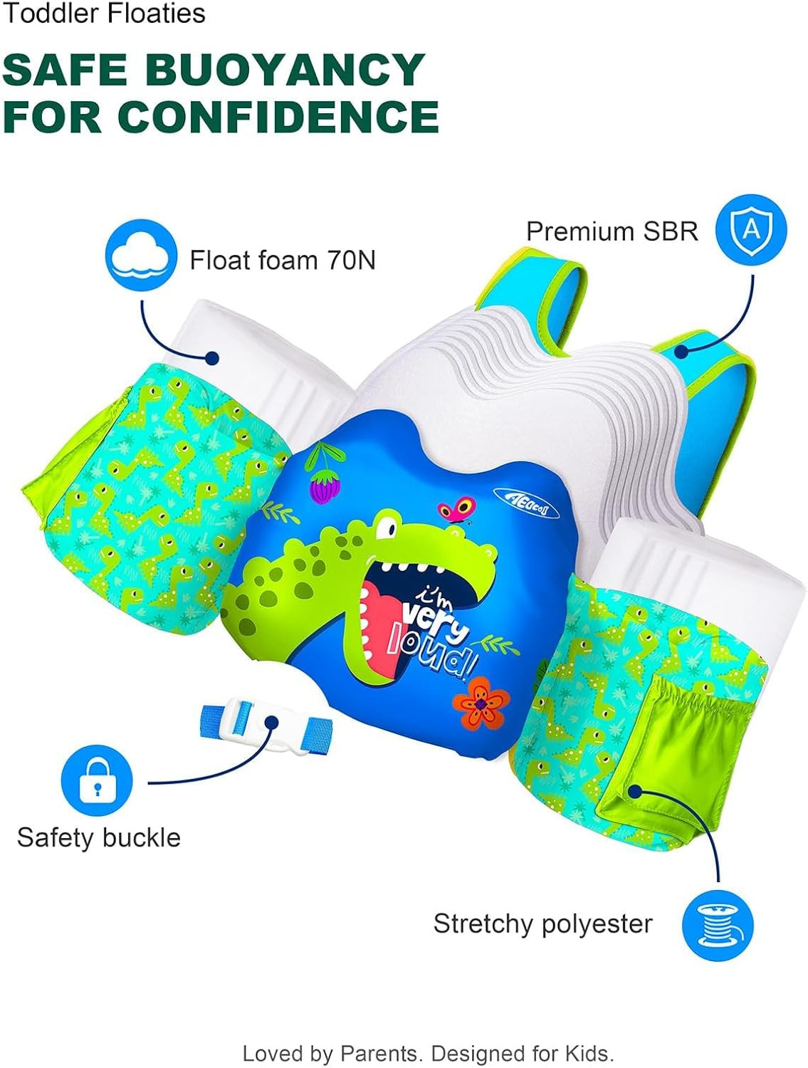 Puddle Float Jumper 20-30-50-60-70 Pounds, Toddler Swim Vest for 1-3-5-6-9 Years