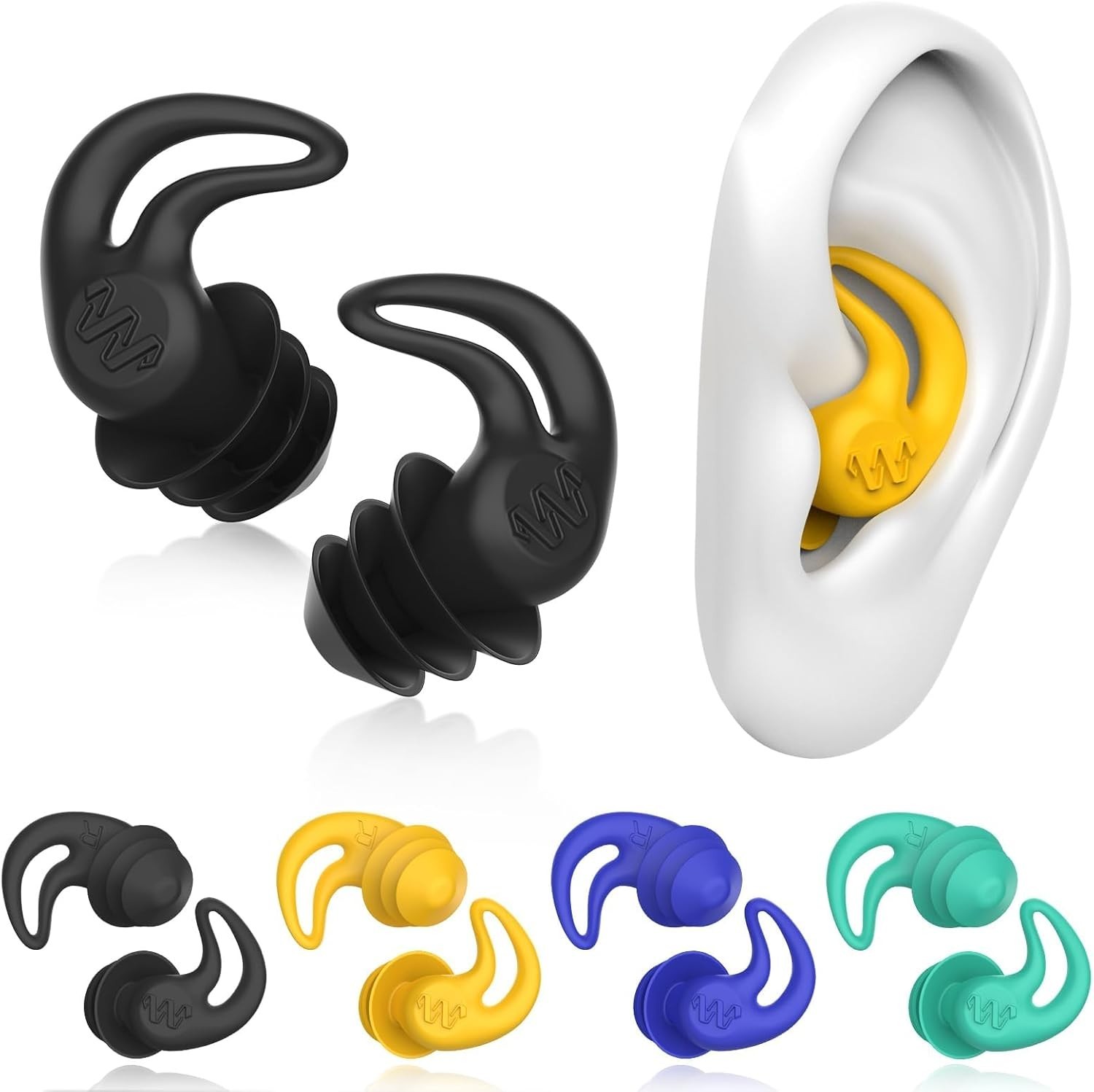 4-PAIRS Waterproof Swimming Ear Plugs for KIDS Reusable Silicone w/ Cases