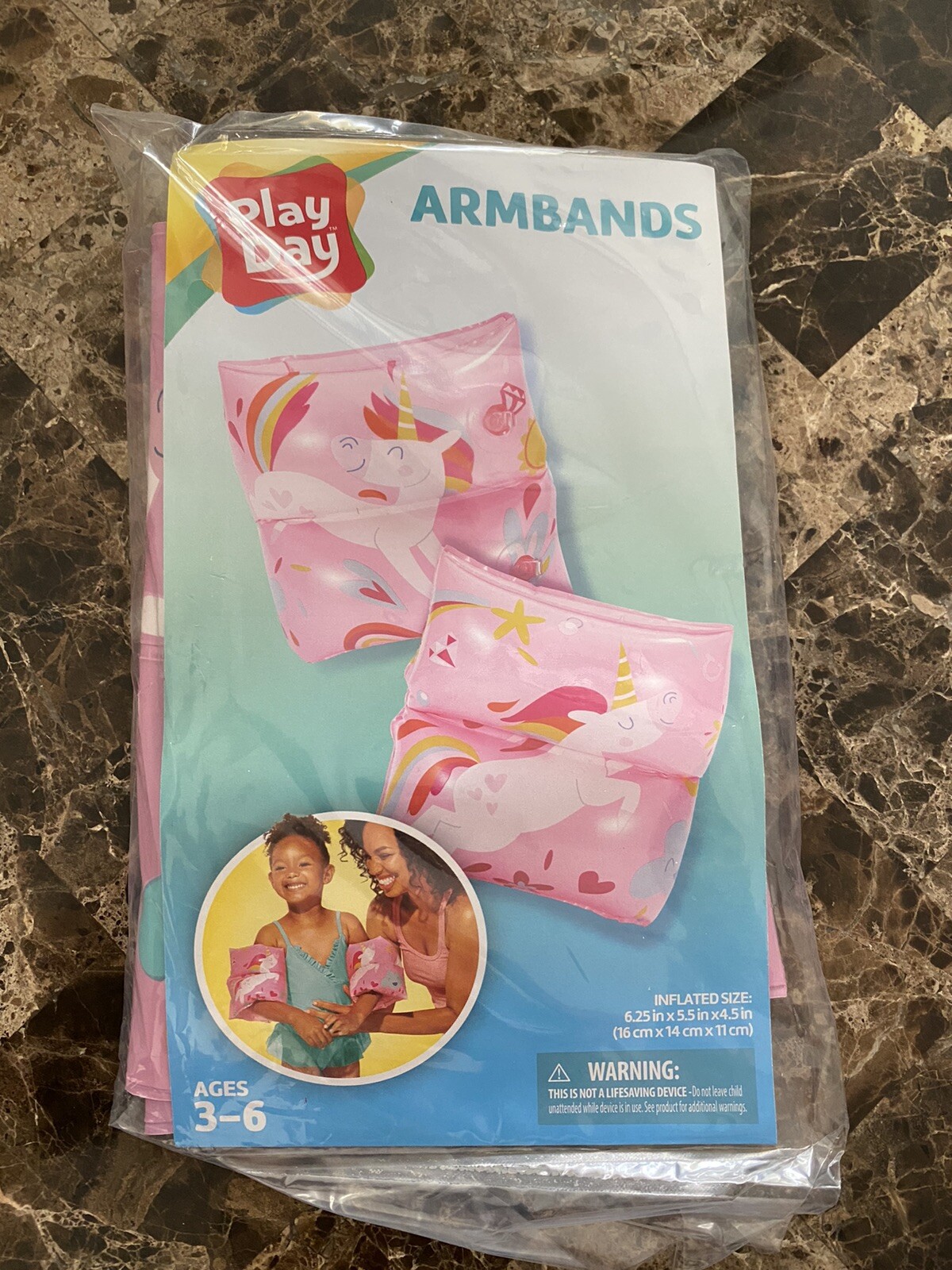 Play Day Inflatable Swimming Arm Bands (Ages 3-6) Pink Unicorn