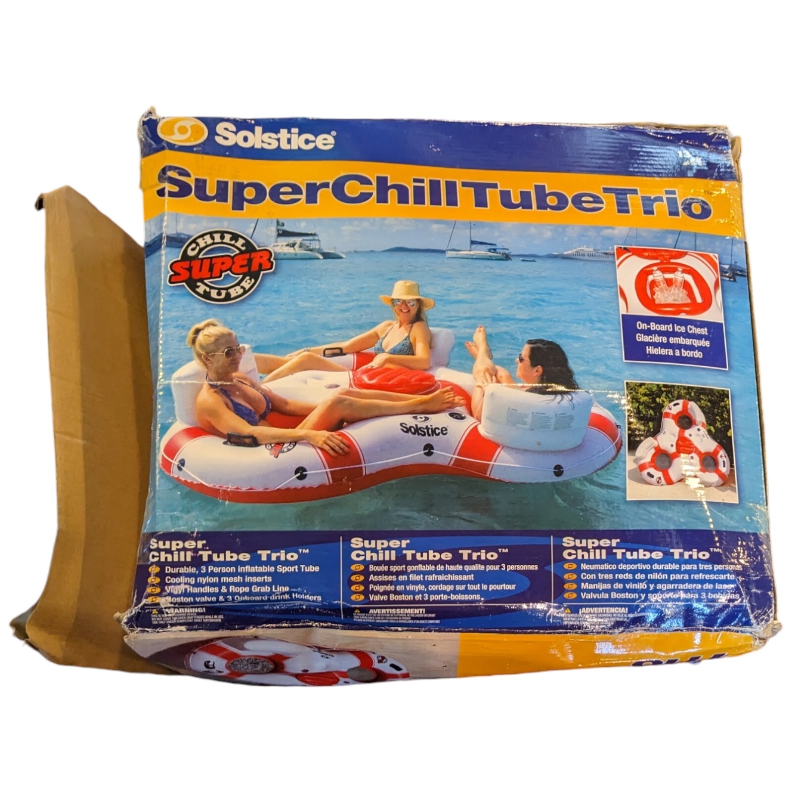 3 Person River Floating Tube Inner Drink Holder Lake Rafting Super Chill Trio