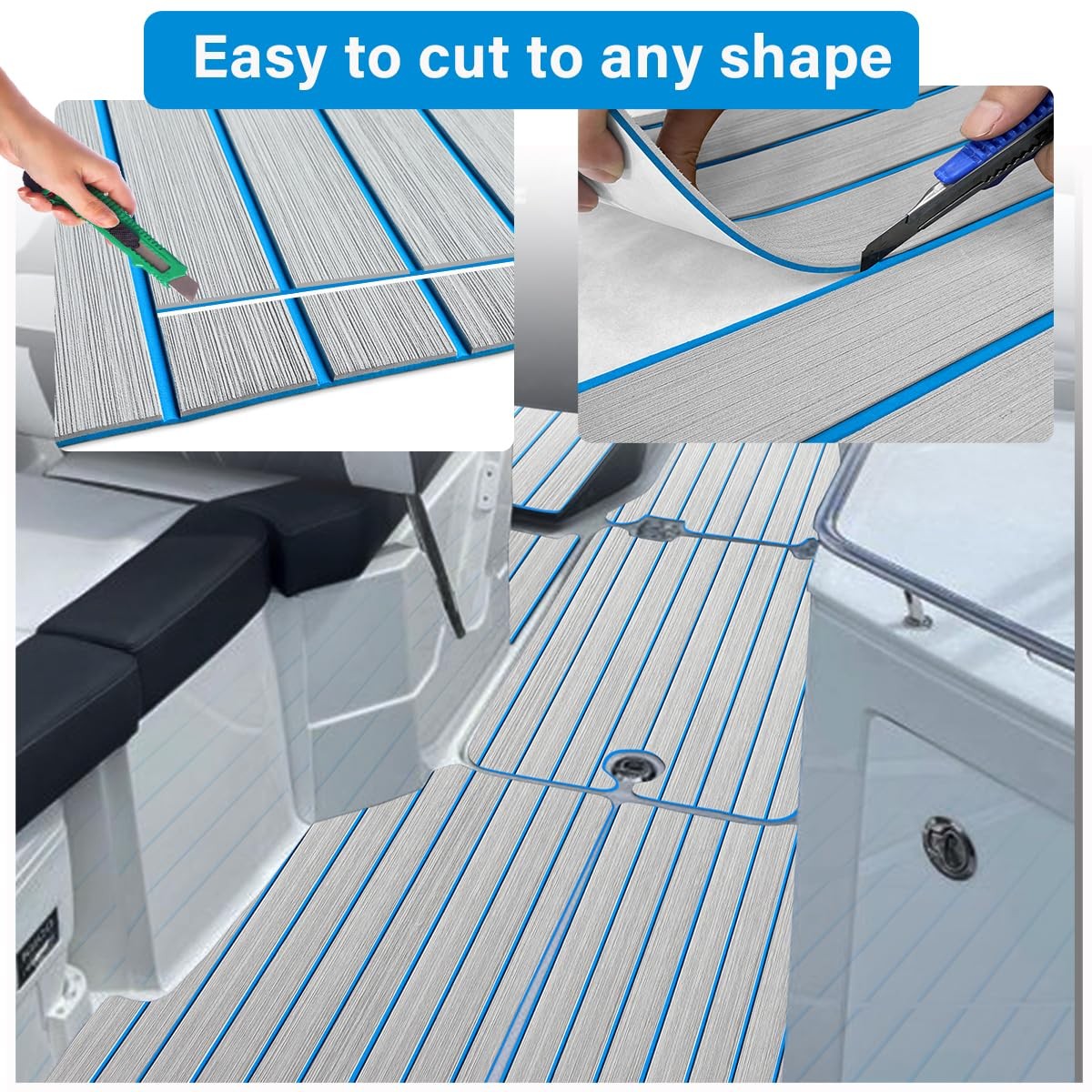 Hzchione Eva Foam Boat Decking Flooring Faux Teak Floor Mat Self-Adhesive