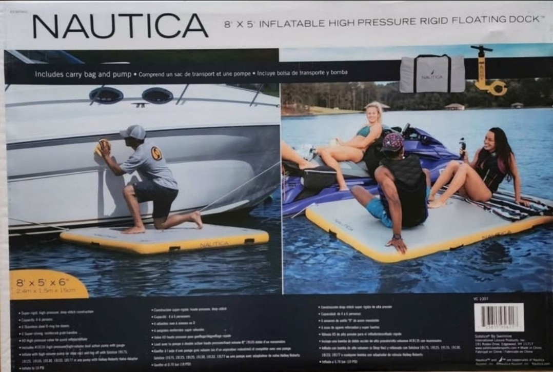 Nautica 8′ X 5′ Inflatable Floating Dock – Pump & Storage bag included