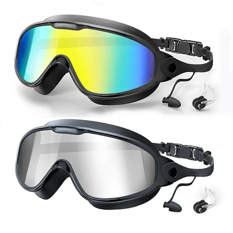 GMOX Swimming Goggles 2/3pcs with Earplugs & Nose Clip, Adjustable Anti Fog