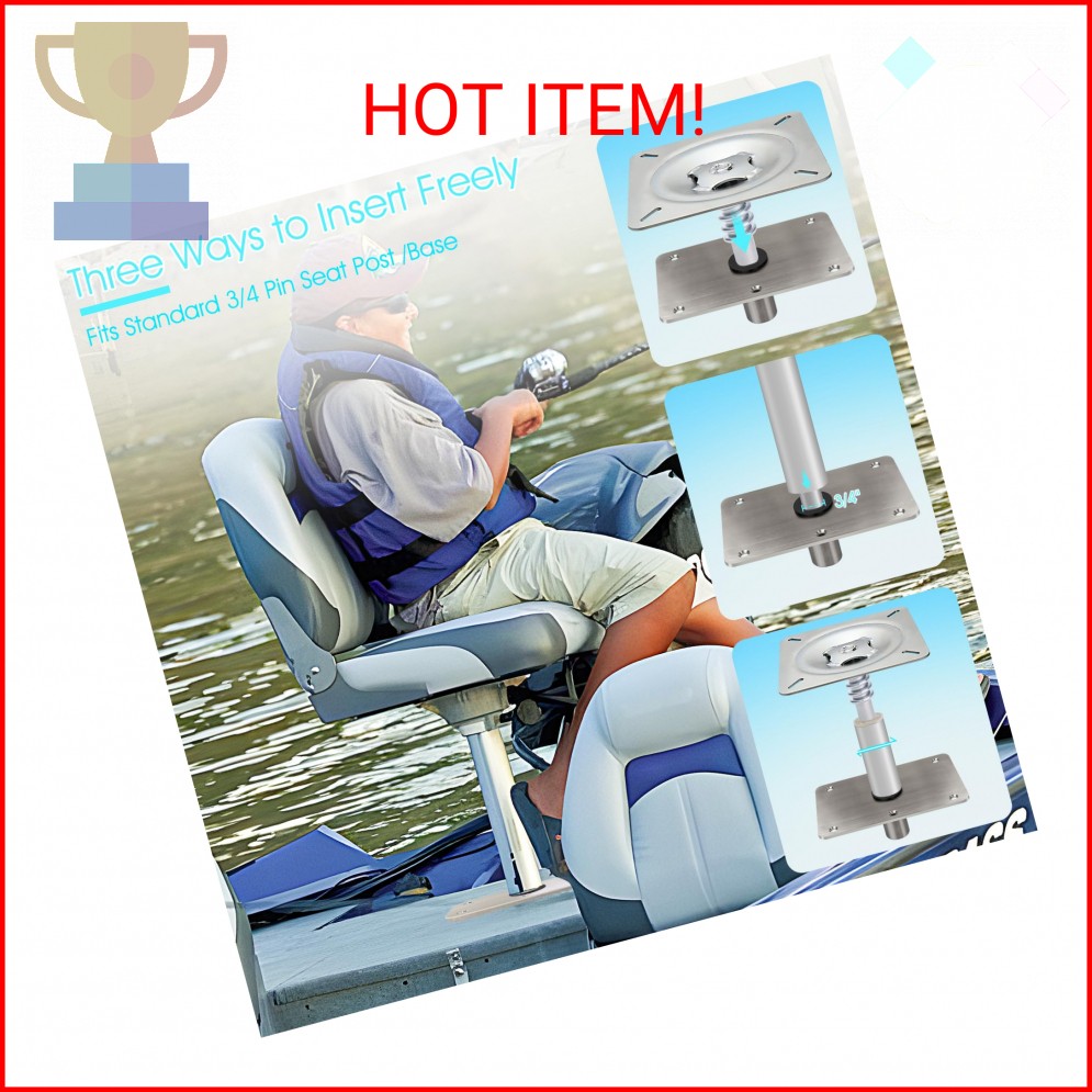 Boat Seat Base Mount Boat Seat Pedestal Base Mount Plate for 3/4″ Pin Post Socke