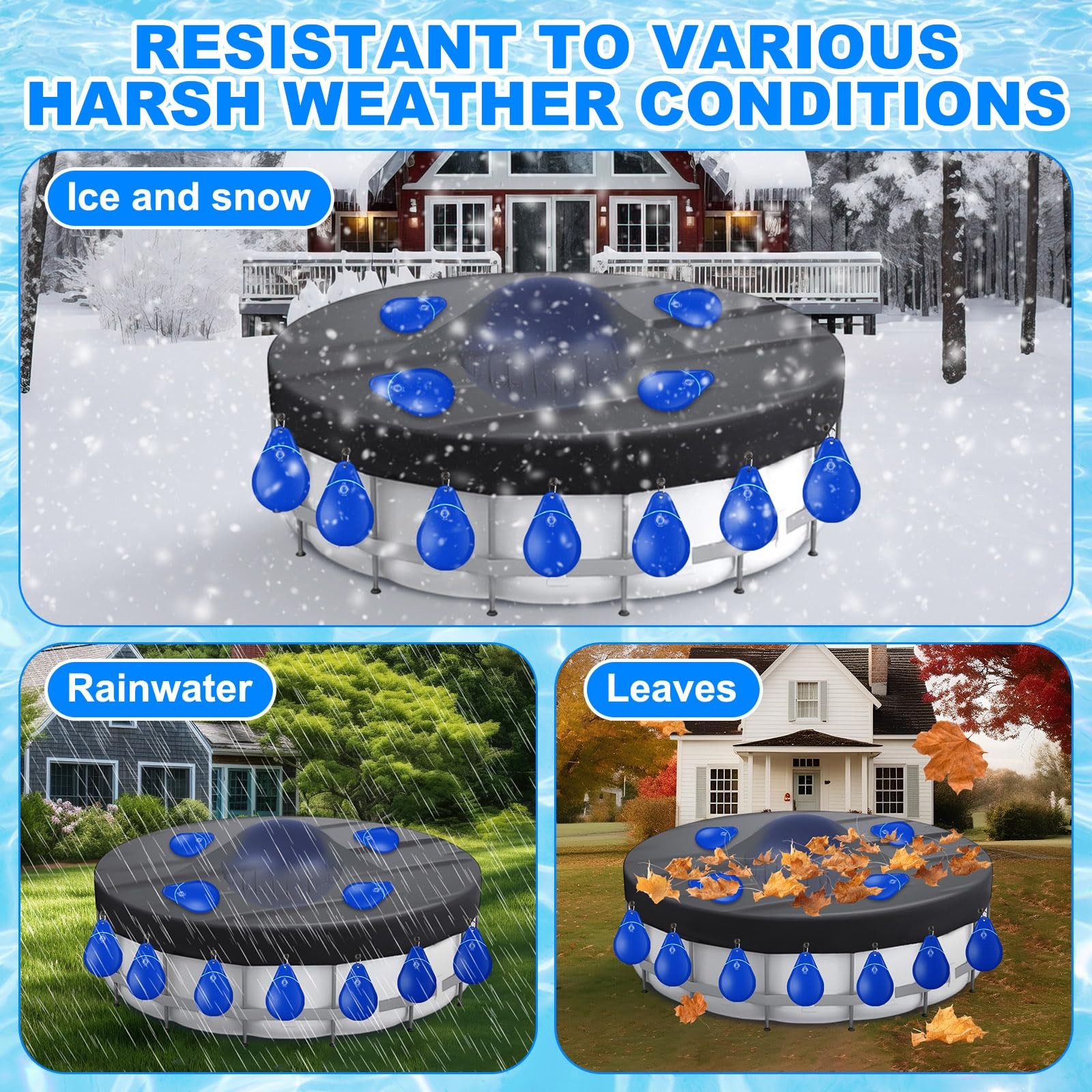 4ft Above Ground Pool Pillow & 12 Hanging Water Bags for Pool Cover, Winteriz…