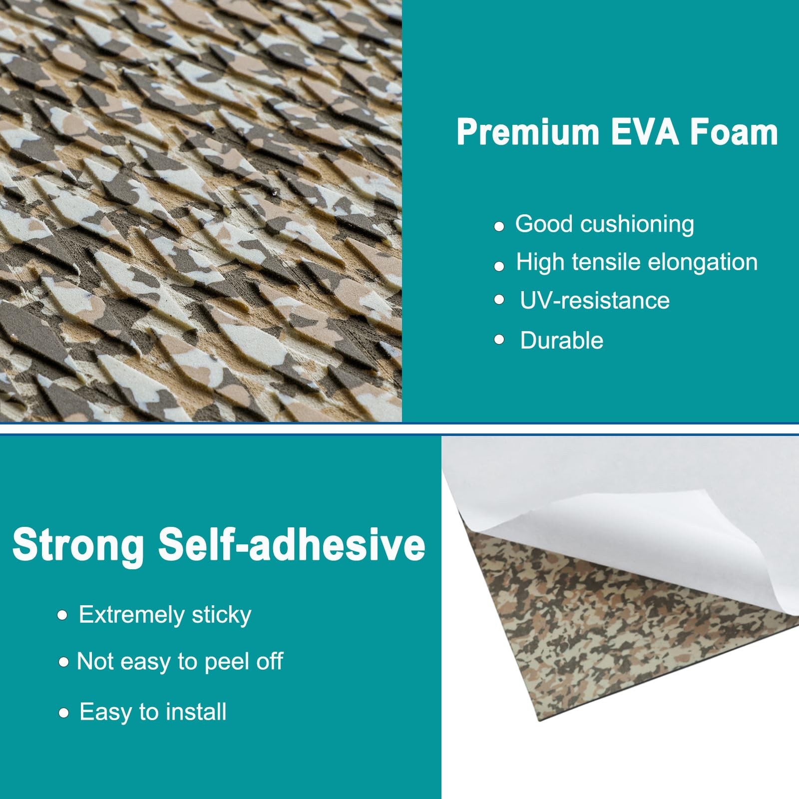 Hjdeck Boat Flooring Camo EVA Foam 94.5″Lx16.1″W – 10.5sqft, Desert