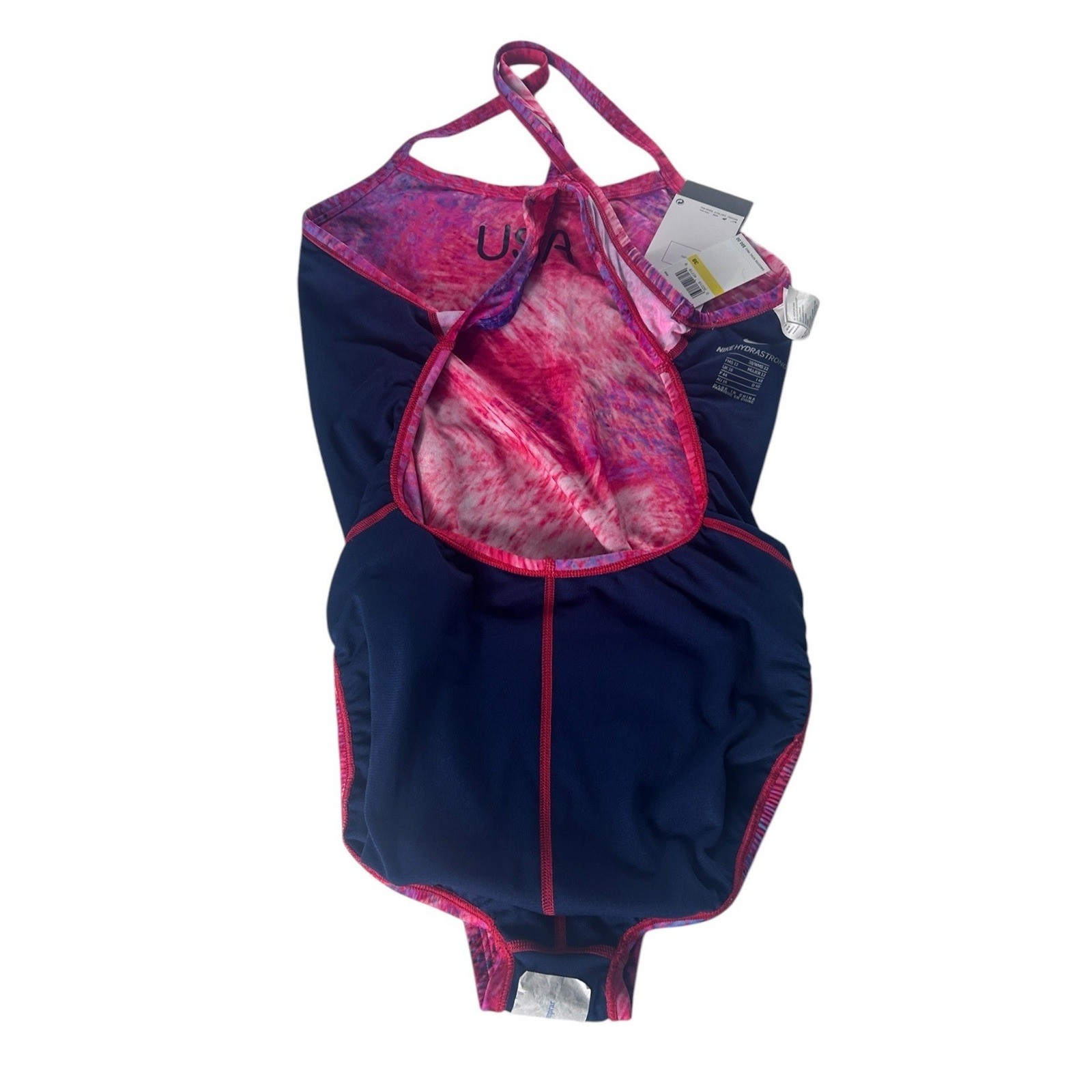 Nike Hydrastrong USA Olympic Team One Piece Swimsuit Pink Marble NESSE034 Sz 38