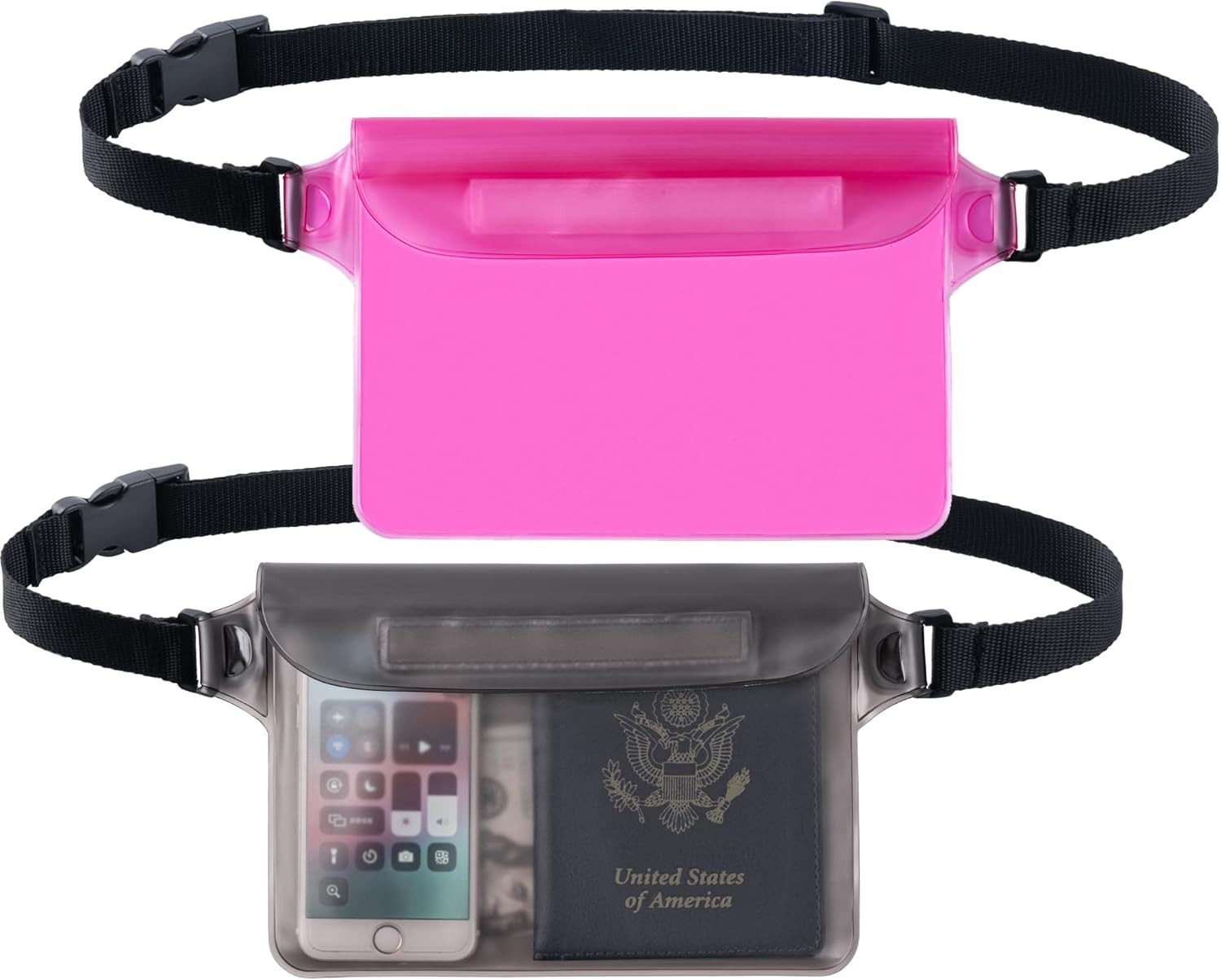 2-Pack Waterproof Pouch with Adjustable Waist Strap | Screen Touch Sensitive Dry