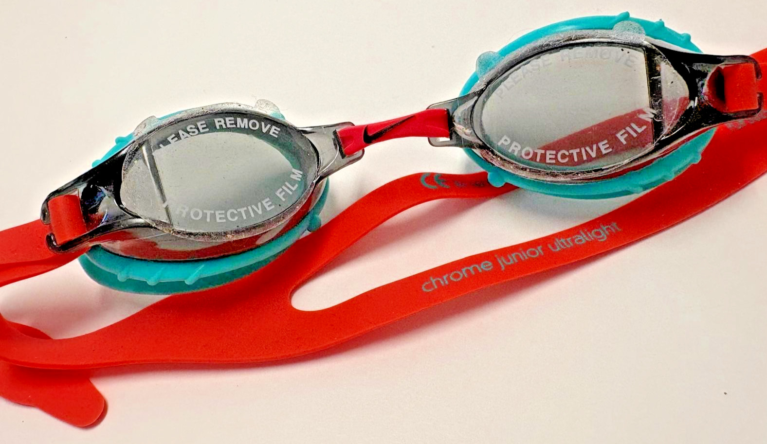 Nike Chrome JR swim goggles Green/Red NEW