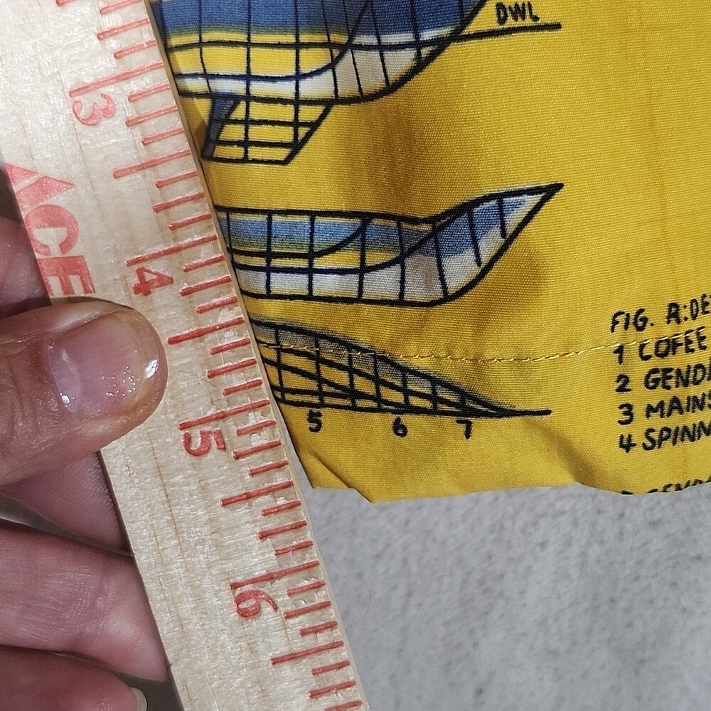 Nautica Vintage Yellow & Blue Swim Trunks with Nautical Sailing Design Men M