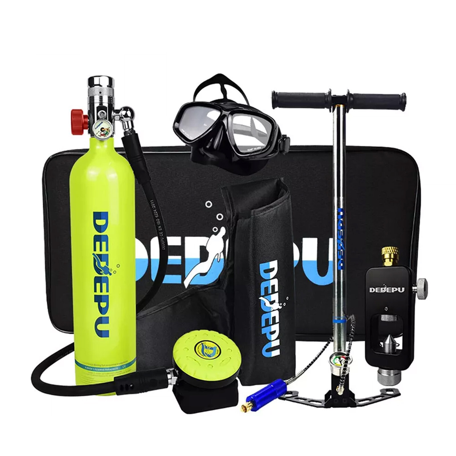 DEDEPU Scuba Diving Kit Full Face Snorkel Mask 1L Air Oxygen Tank Underwater US
