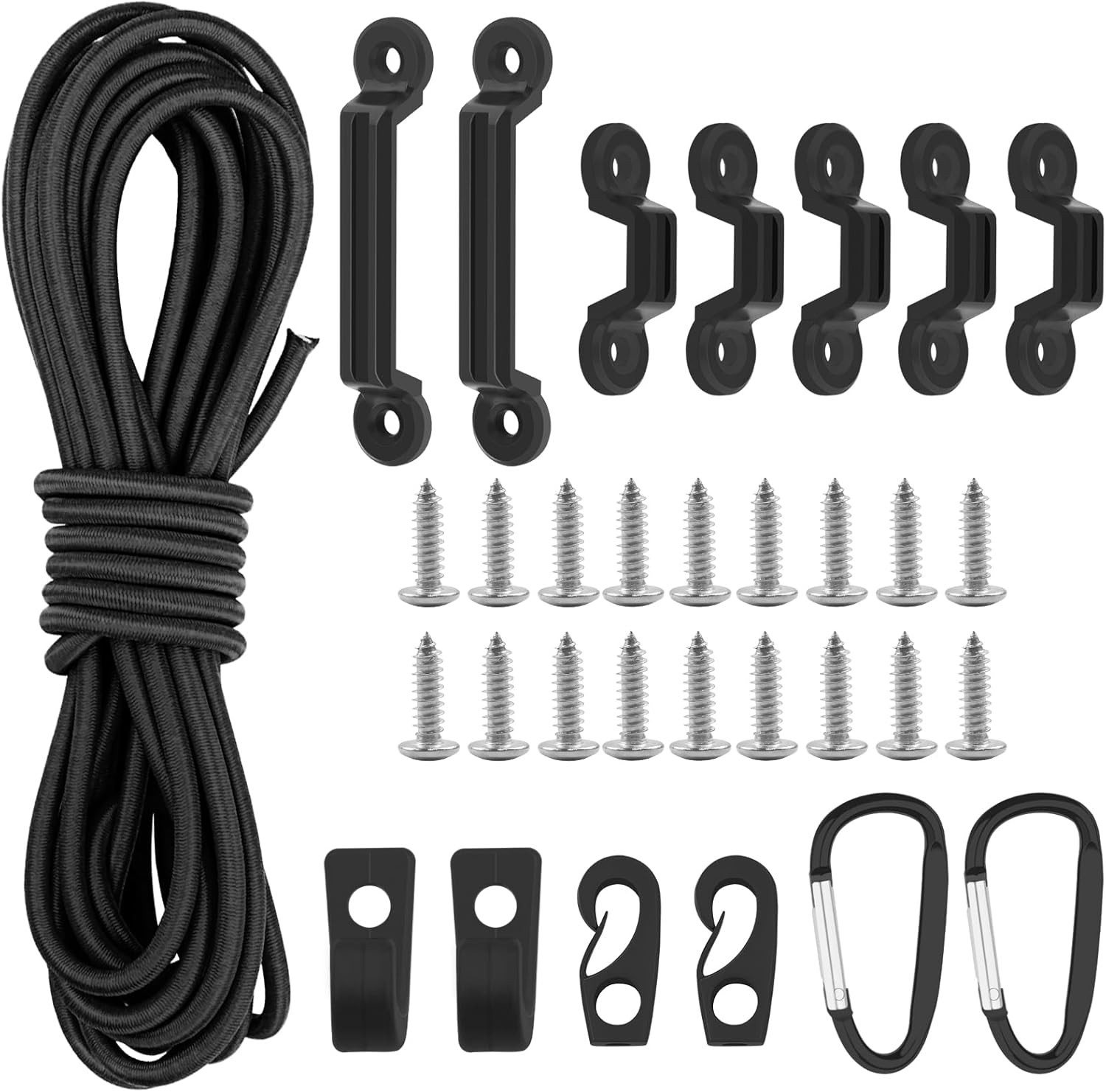 9.8FT Bungee Cords for Kayak Deck Ring Kit – Includes 2 End Hooks, 7 Tie Down Pa