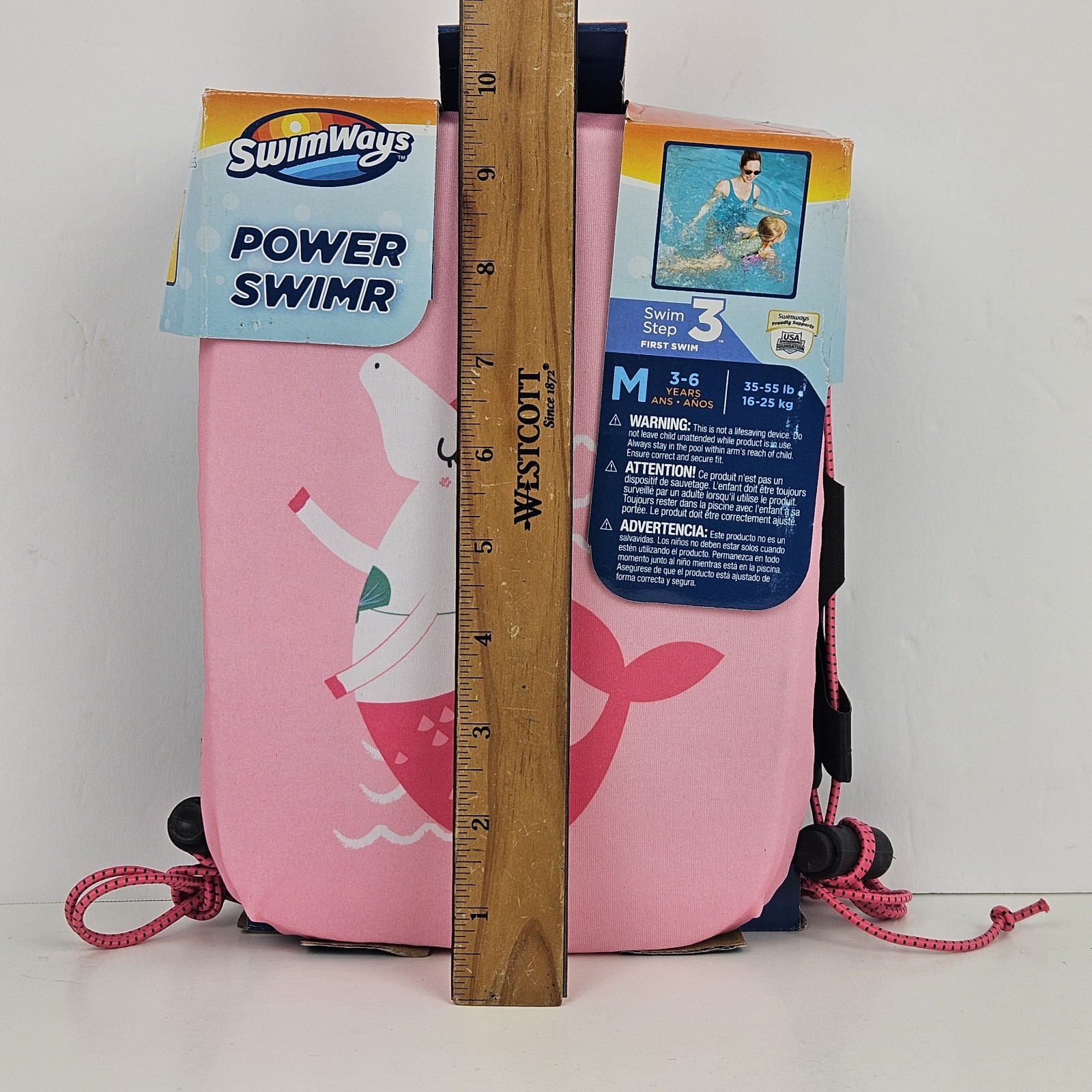 SwimWays Power Swimr Training Aid Swim Step 3 Medium 3-6 years 35-55 LB Pink New