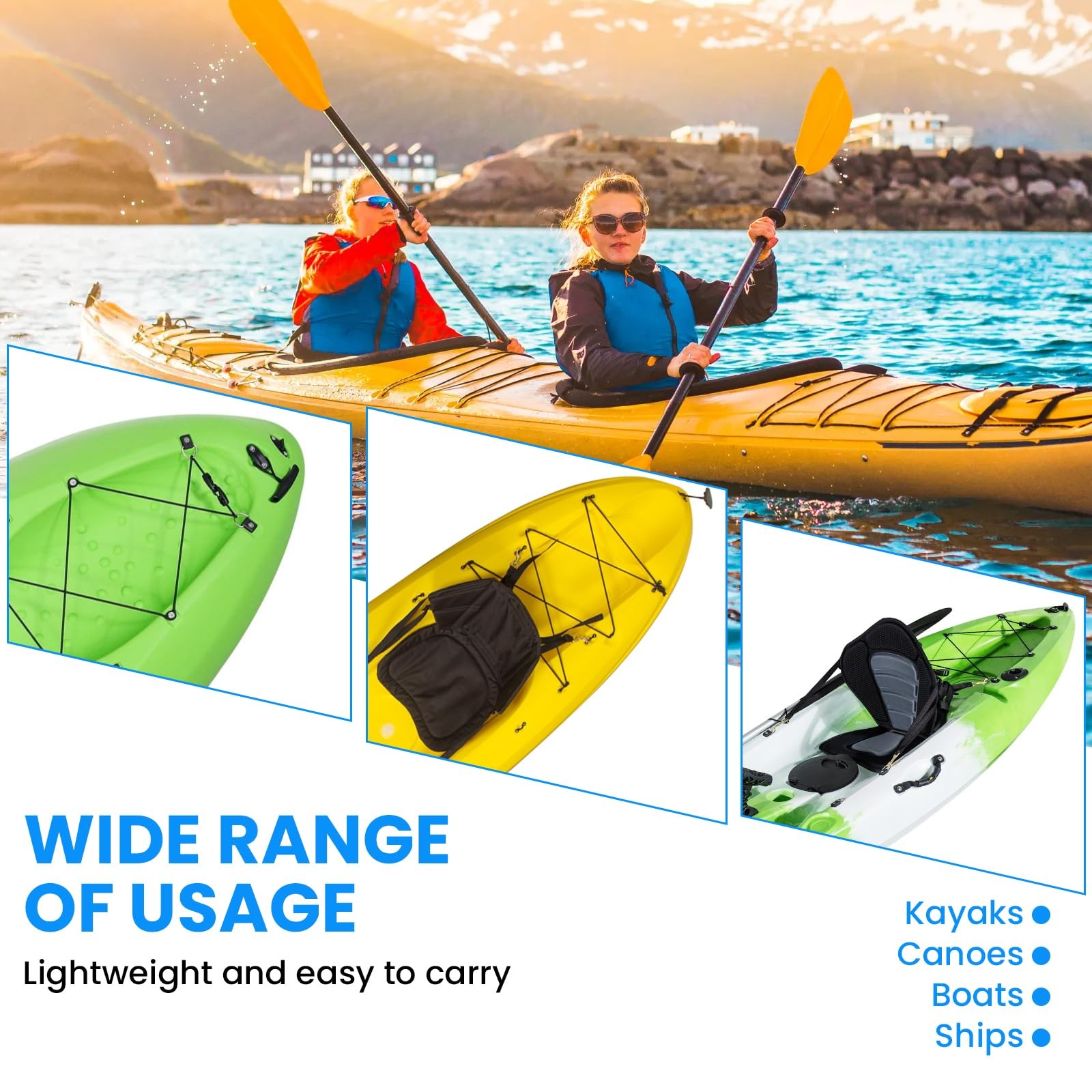 Kayak Deck Rigging Kit 9.8 Ft Bungee Cord Hooks D-Rings Tie Down Pad Eyes