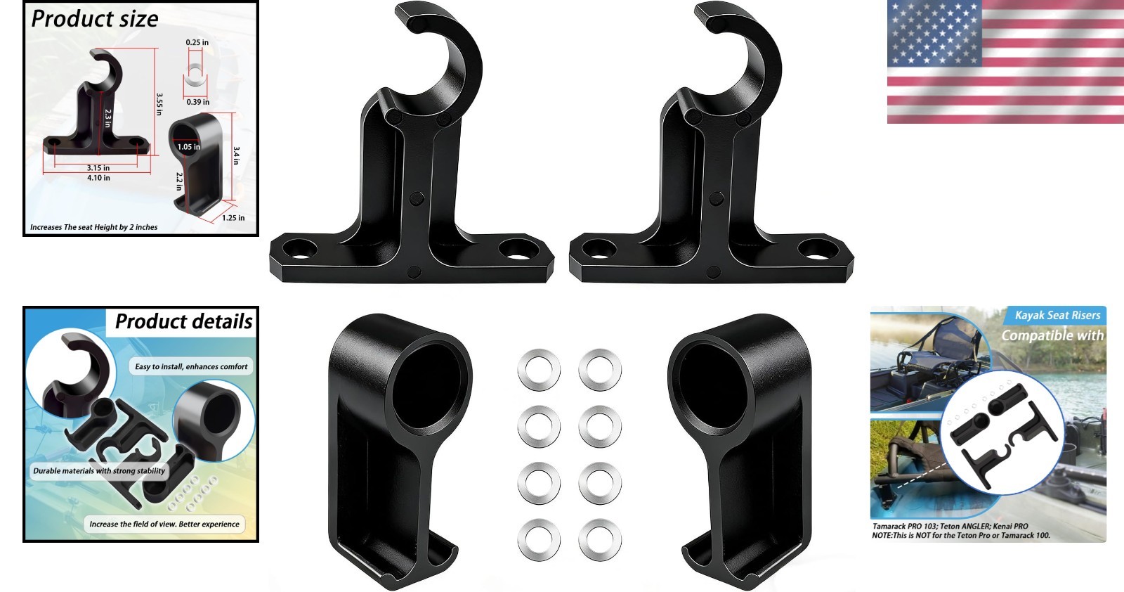 High-Quality 2-Inch Kayak Seat Risers – Perfect for Teton Angler & Tamarack
