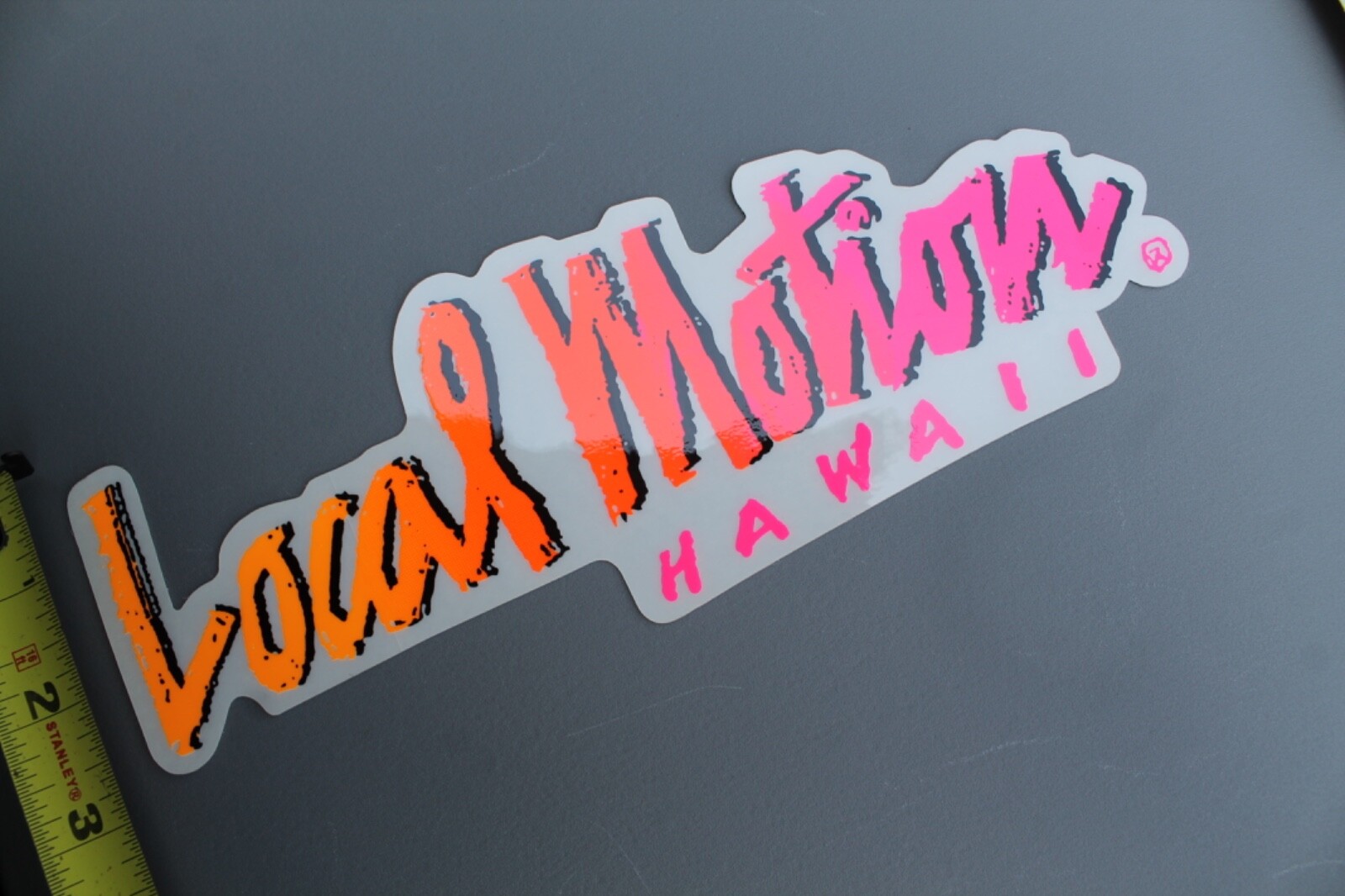 LOCAL MOTION Hawaii Clear Neon Orange Pink Fade 80’s Vintage Surfing STICKER
