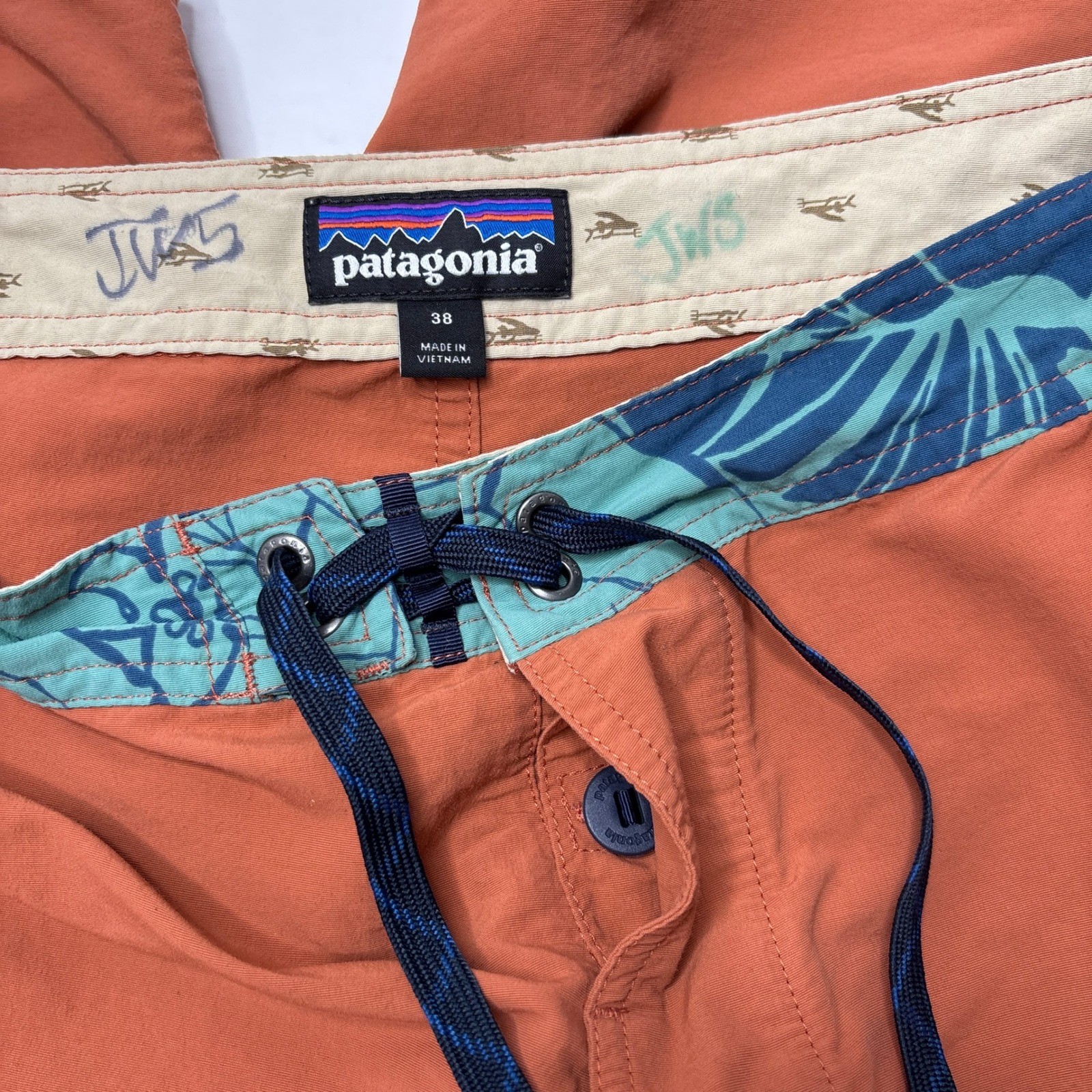 Patagonia Orange Boardshorts M’s Patch Pocket Wavefarer Mens 38 Swim Shorts