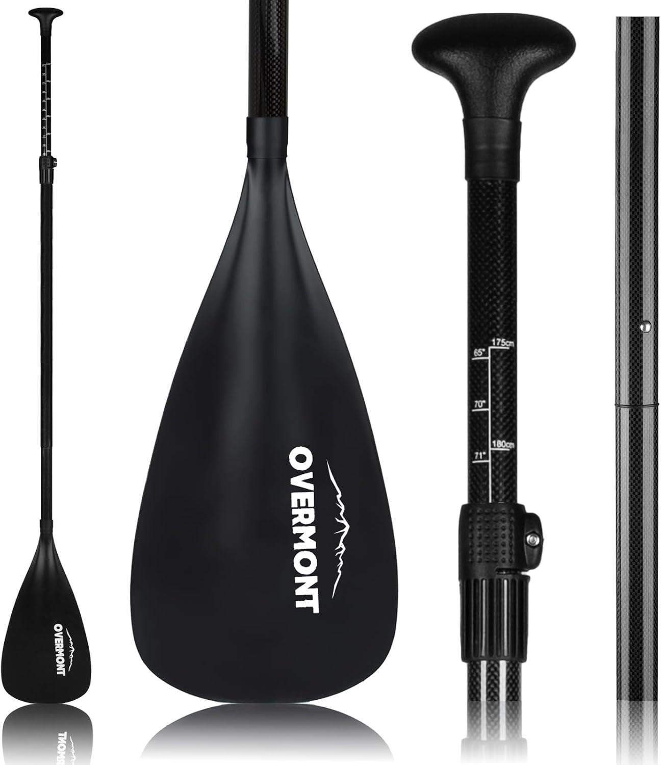 Overmont Carbon Fiber SUP Paddle, 3-Piece Adjustable 69″-85″ Stand Up Paddle Boa