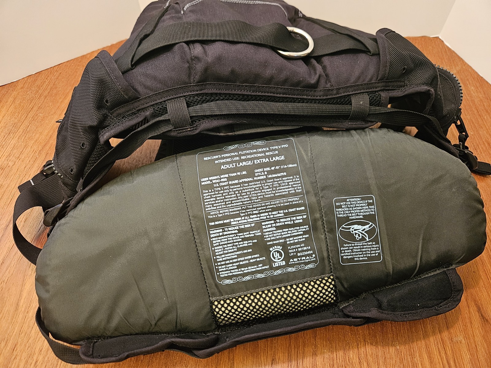 Astral Life Vest Green Jacket GreenJacket Adult Size L/XL Rescue PFD