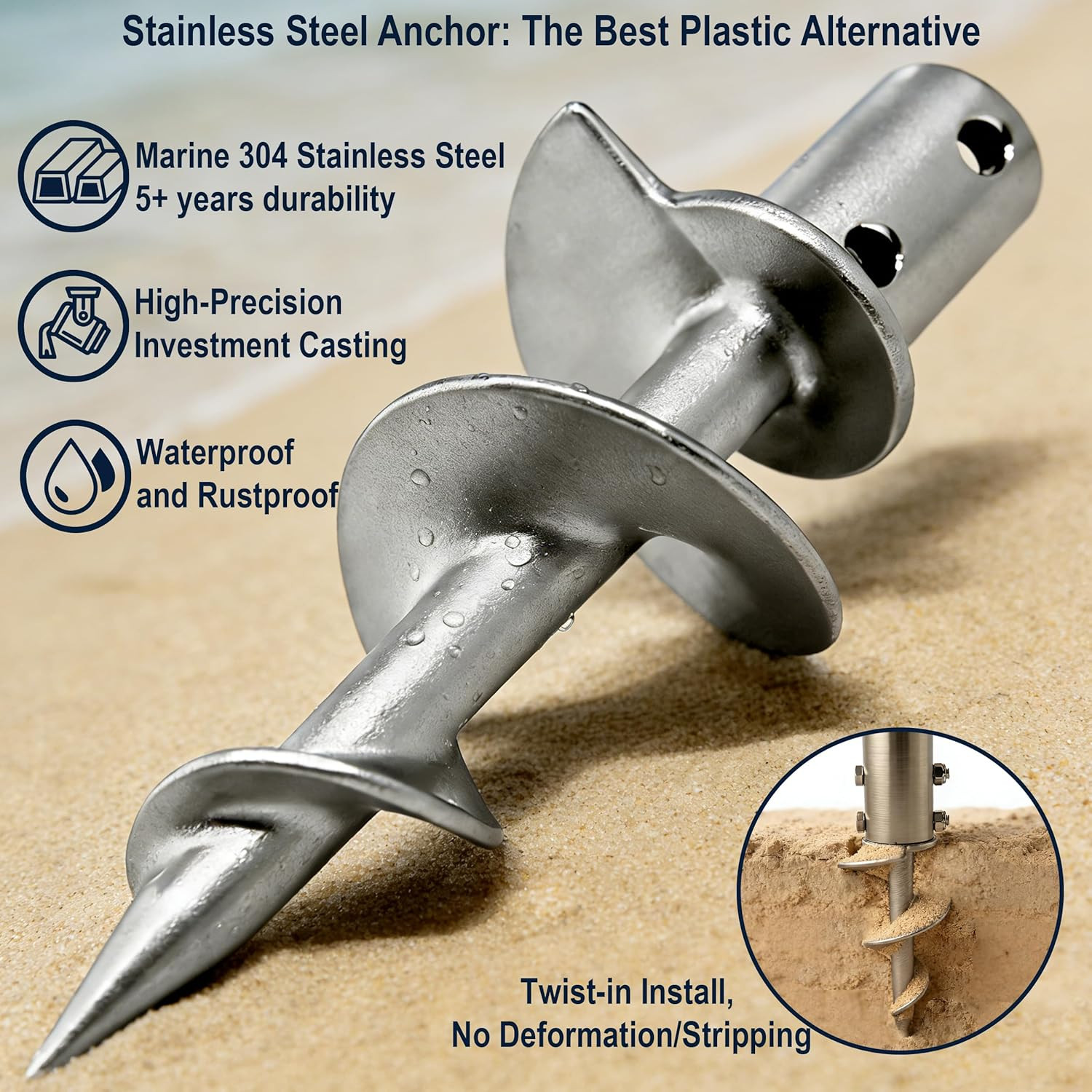 304 Stainless Steel Dock Sand Anchor – Versatile Underwater & Dock Base Use