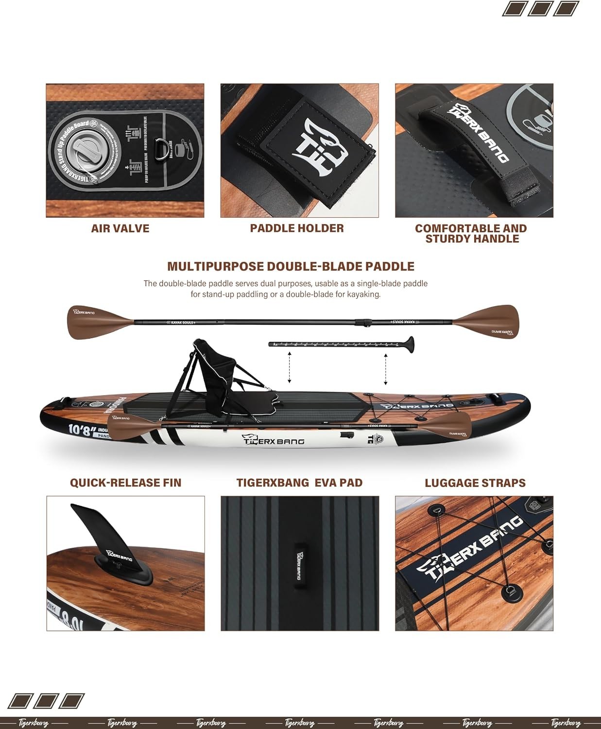 TIGERXBANG Paddle Board, 10.8′ Stand Up Paddle Board with Premium Complete In…