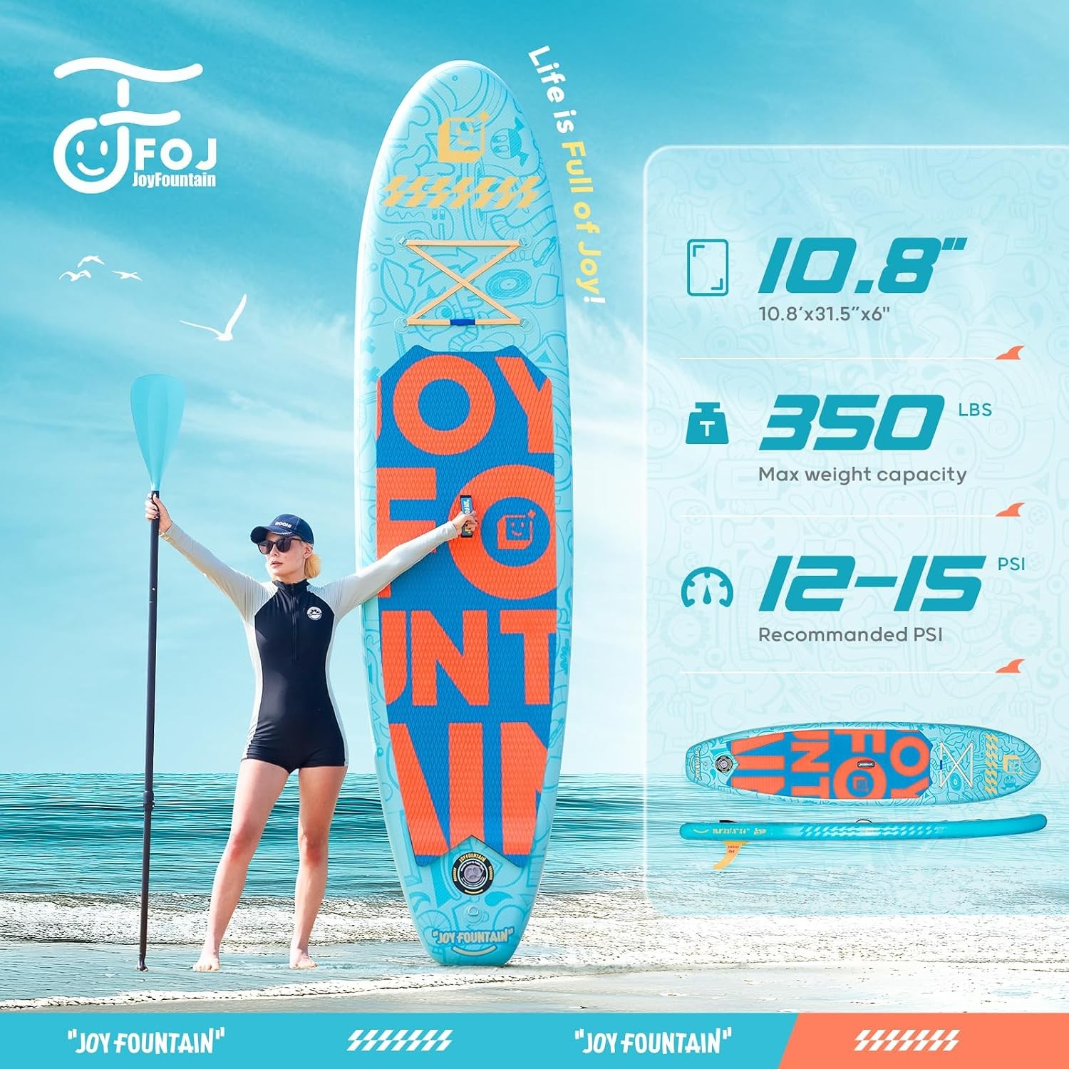 Inflatable Paddle Board 10.8’x31.5″x6″ Stand Up Paddle Boards Premium SUP Board