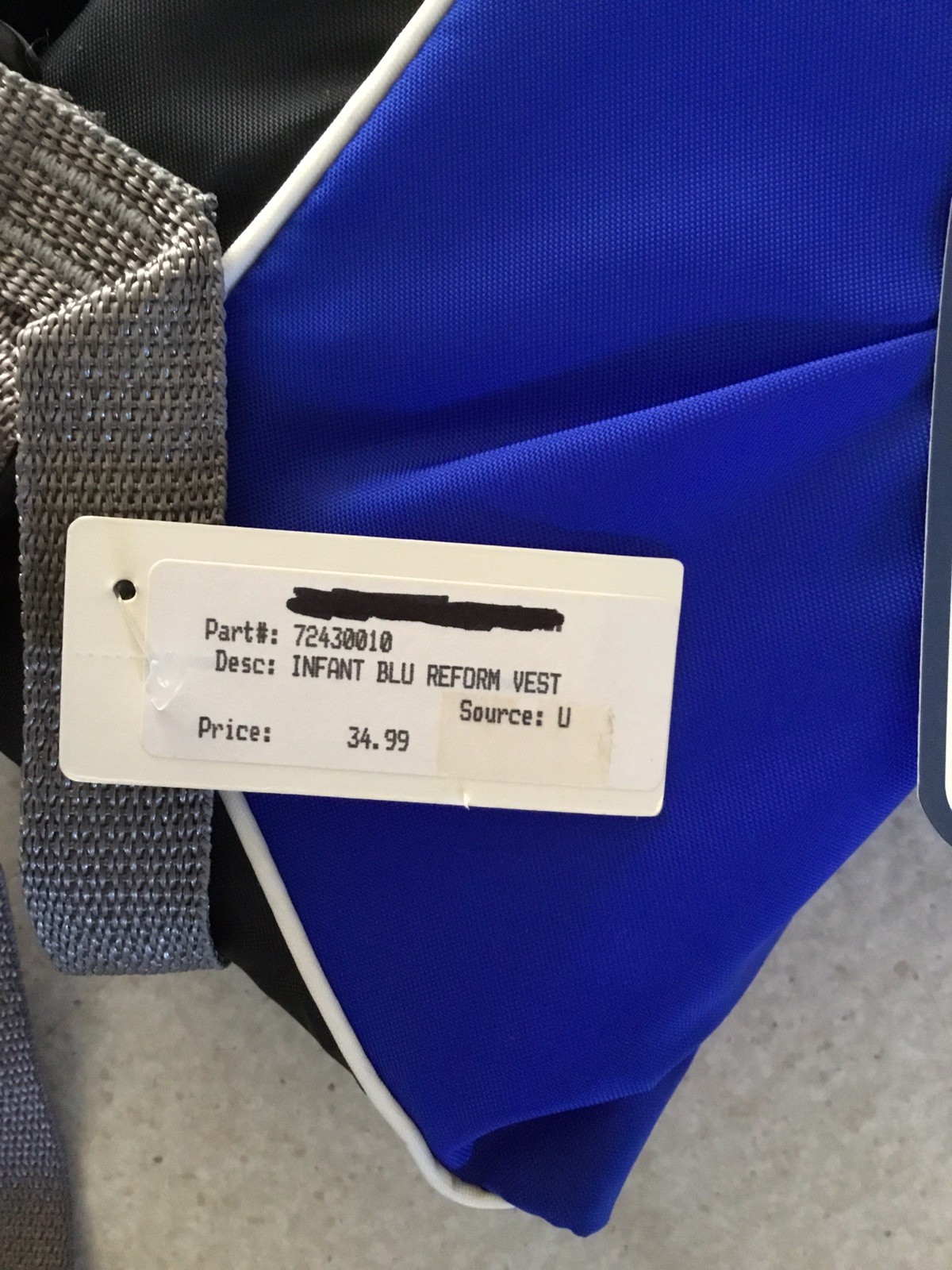 Slippery Reform Infant Life Vest Type 2 Blue/Black 7243-00-10 NWT