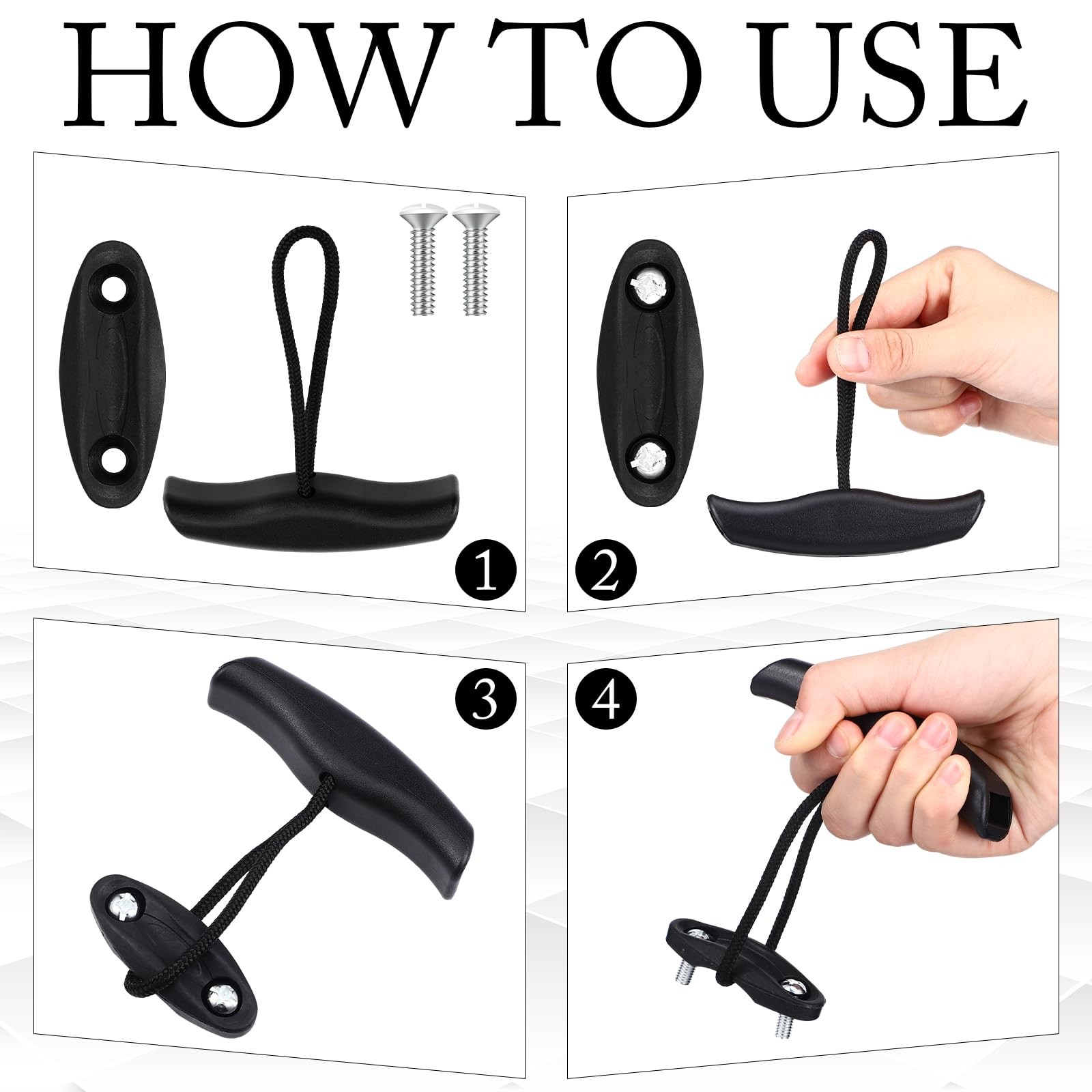 2 Sets Kayak Carry Handle Kayak Grab T-Handle Set Heavy Duty Plastic Nylon Co…