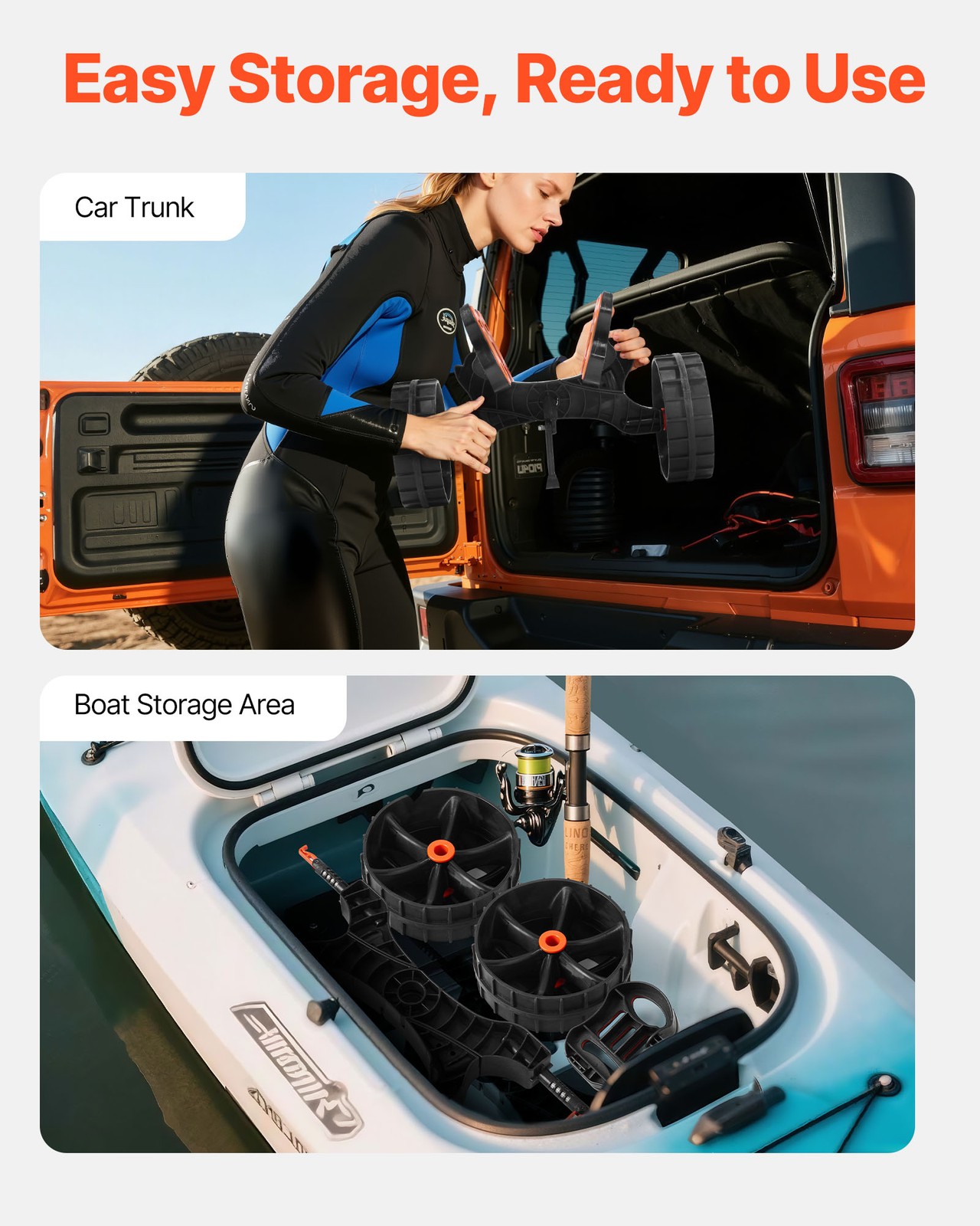 VEVOR Kayak Cart 300 lbs Foldable Canoe Carrier with 10-inch Solid Rubber Tires