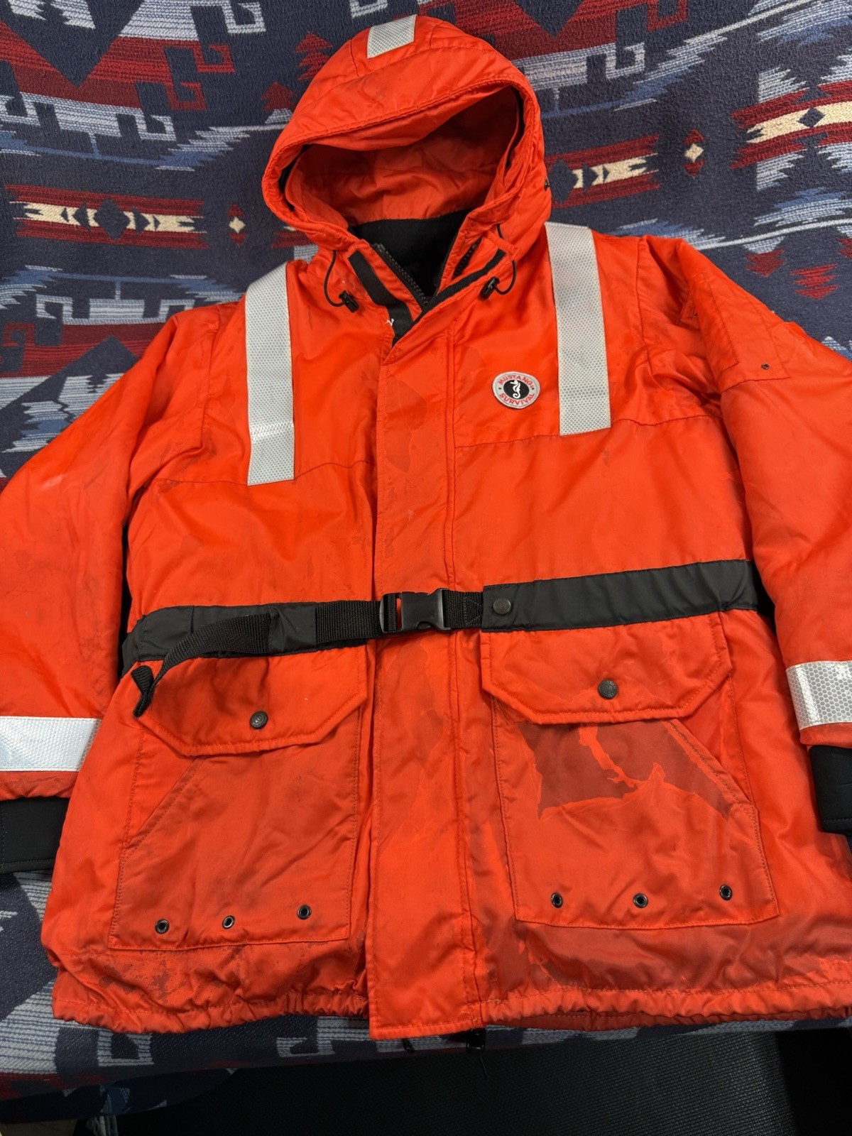 Mustang Survival Orange High Viz Flotation Life Jacket MJ1534 Rescue Men’s XL