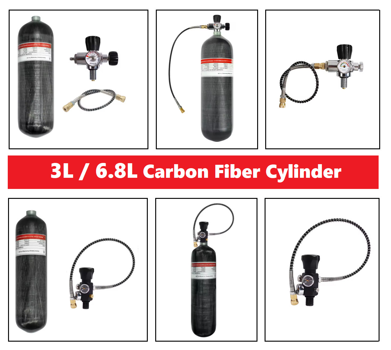 3L / 6.8L Carbon Fiber Cylinder High Pressure Air Tank Fill Station Scuba Diving