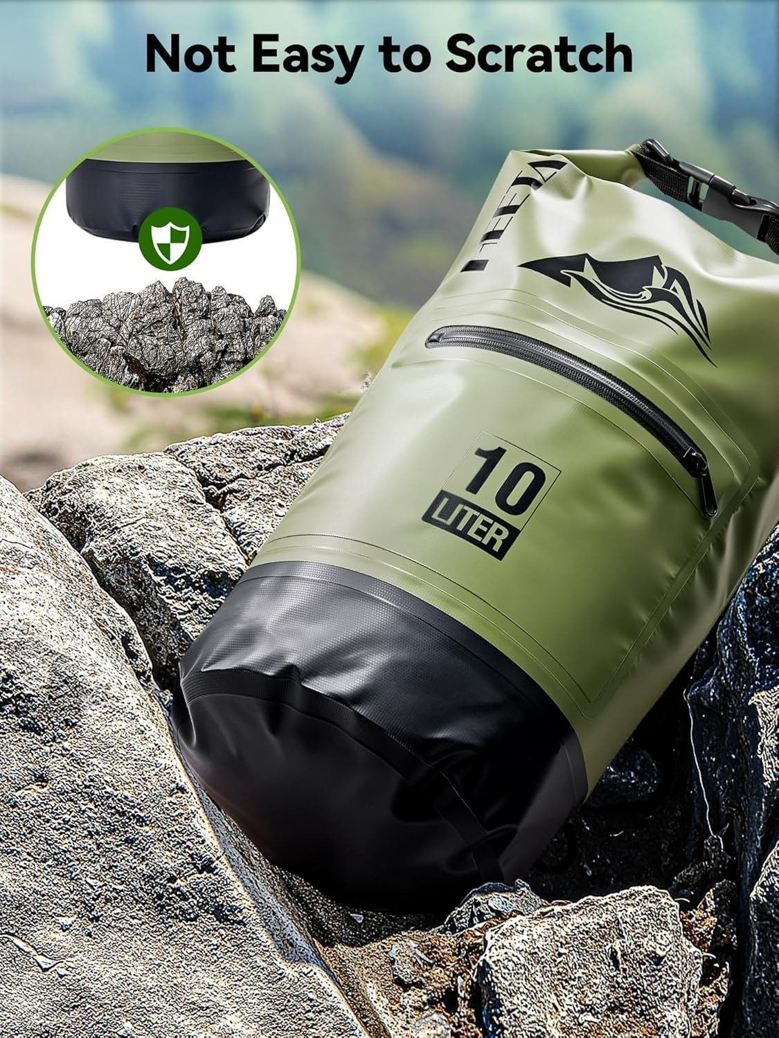 Versatile 10L Waterproof Dry Storage Bag with Zippered Pocket for Adventurers