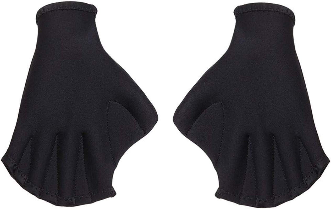 Swimming Aquatic Webbed Gloves Black Aqua Water Training Water Resistance Fit Aq