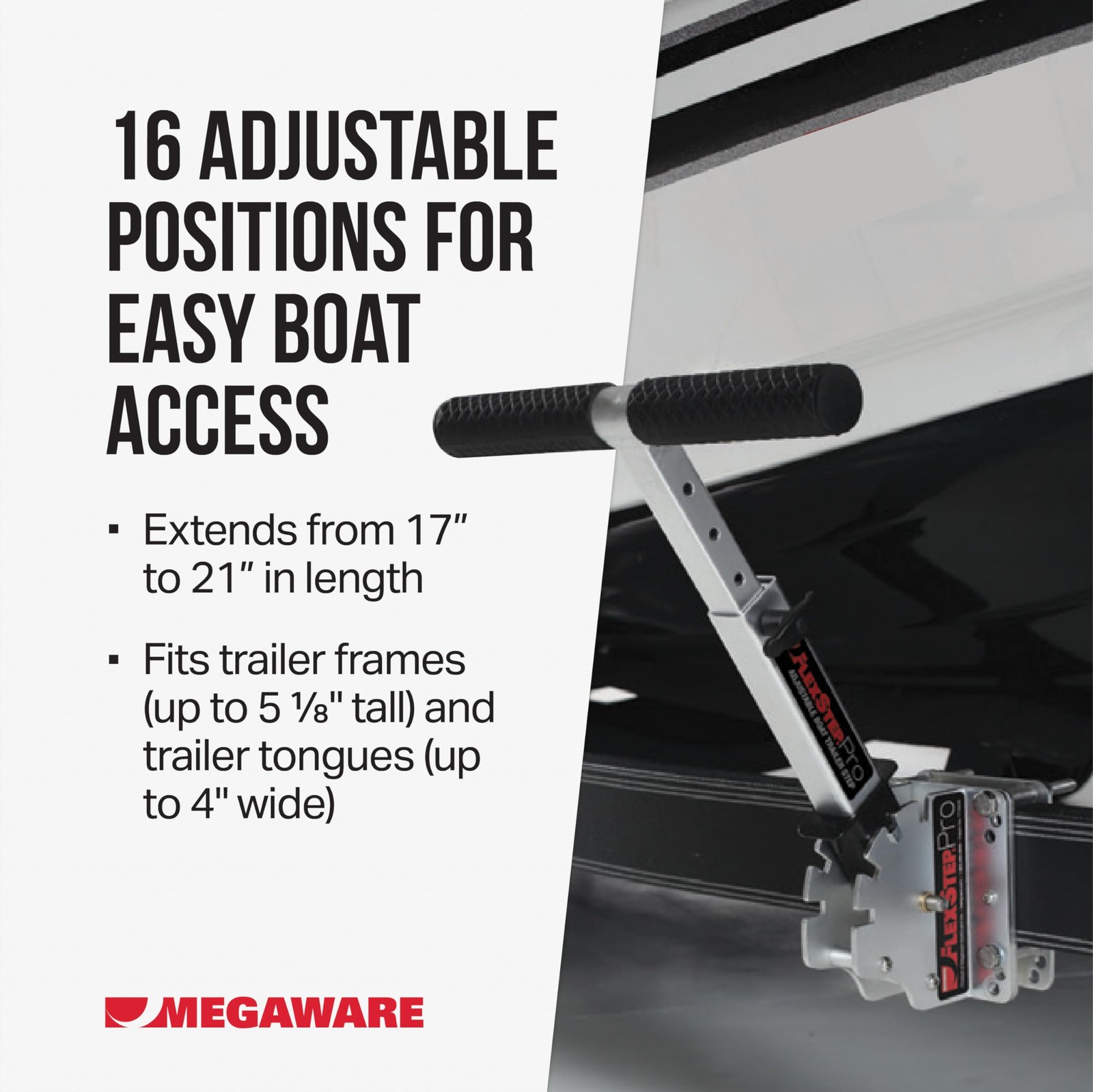 MEGAWARE KEELGUARD FlexStep Pro Boat Trailer Step, 16 Standard, Raw Aluminum
