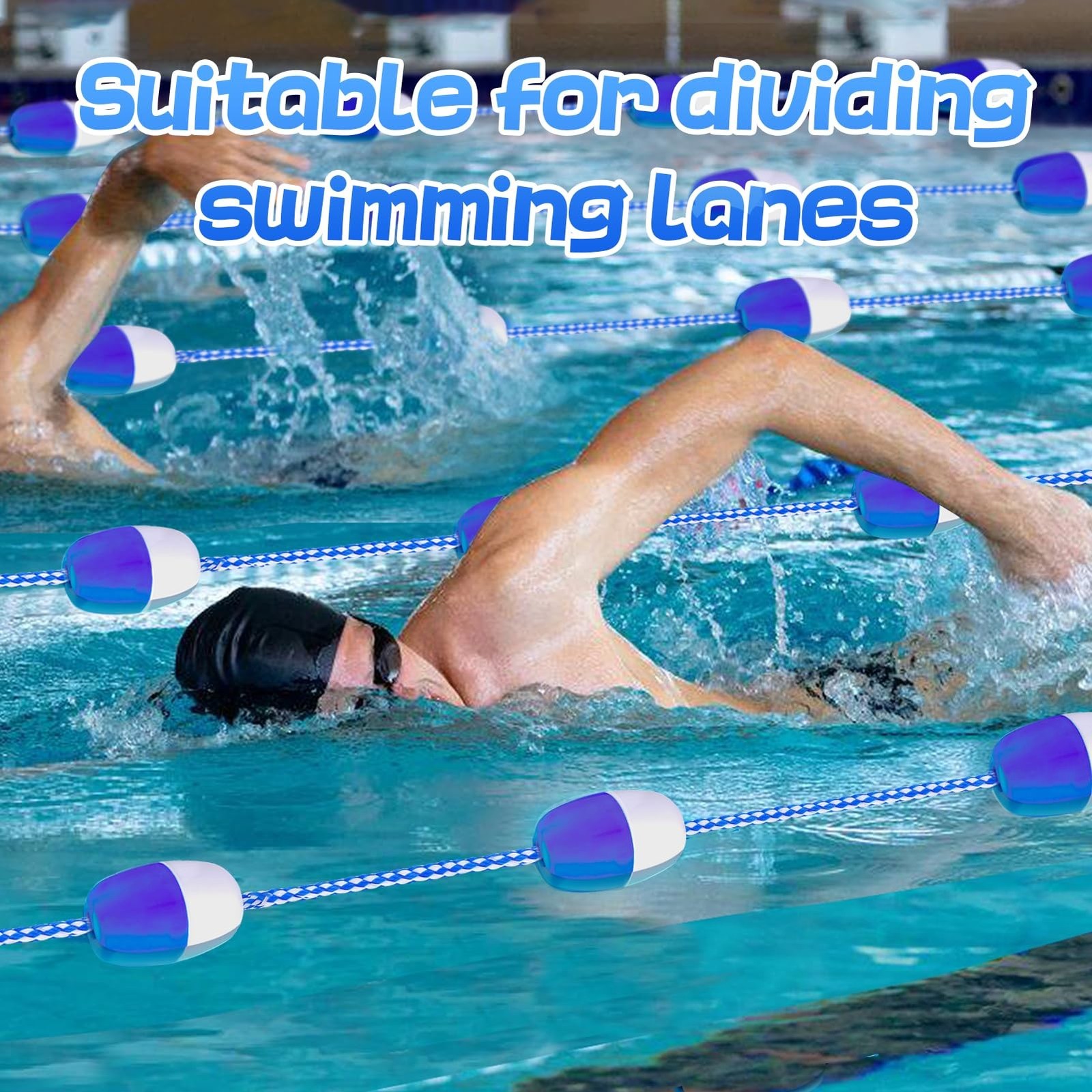 16ft -20ft Adjustable Pool Safety Rope with Floats, Floating Pool Divider- St…