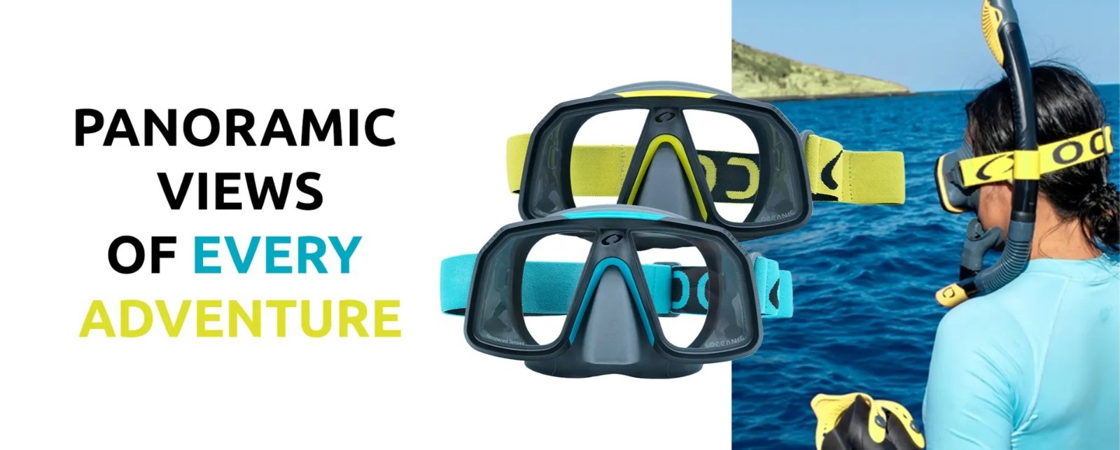 Oceanic Adult 3-Piece Snorkeling Set: Fins Snorkel Panoramic Mask & Carry Bag