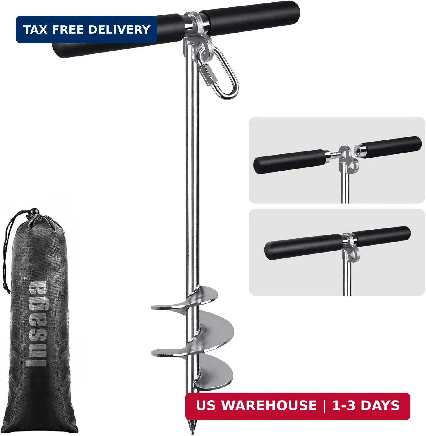 Insaga 17”/26”/36” Sand Anchor for Boat with 32ft Rope, 304 Stainless Steel B