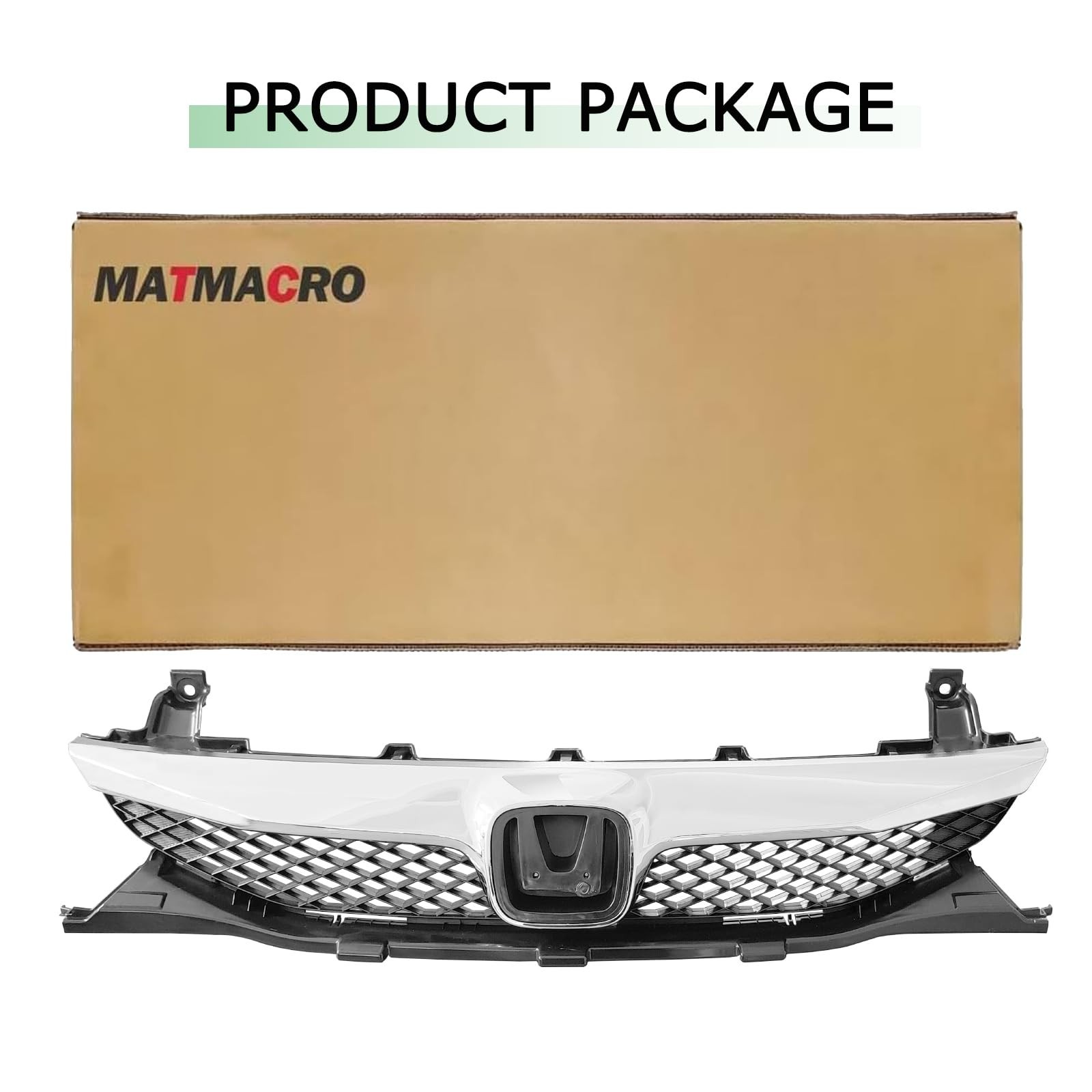Front Bumper Grille For Honda Civic 4 Door Sedan Black With Chrome Trim Grill…