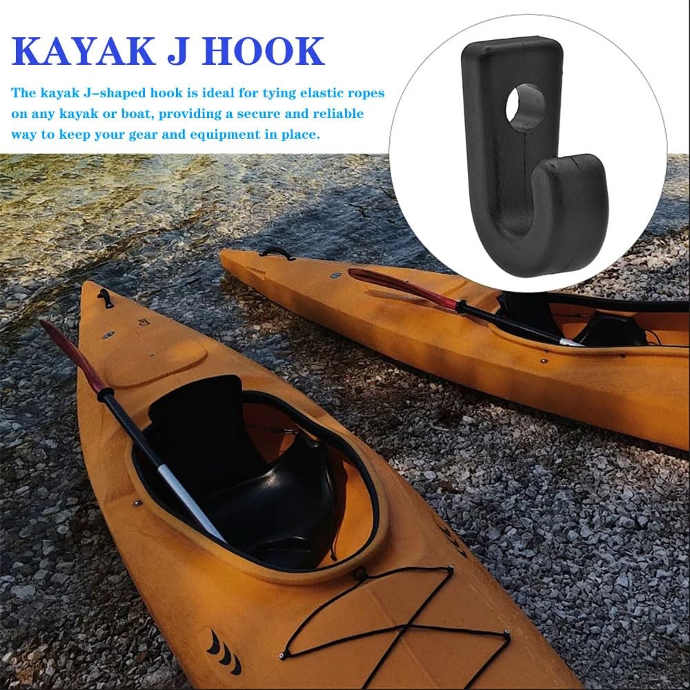 BOKWORE 10 PCS Kayak J Hooks Black Nylon Kayak Lashing Hook with Self Tapping…