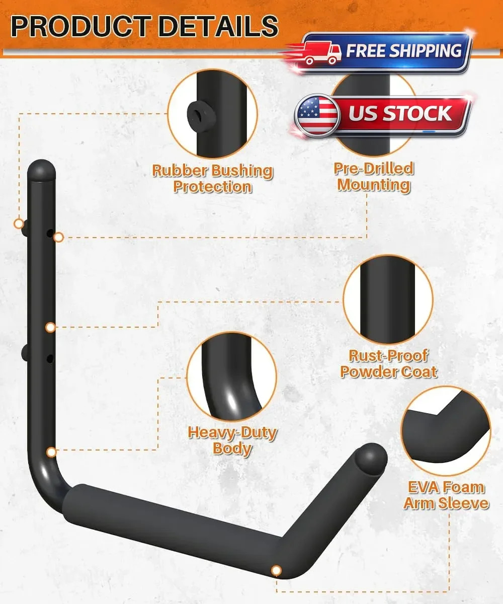 Kayak Storage Hook, Heavy Duty Steel Kayak Storage Rack, Wall Mount Garage Hange
