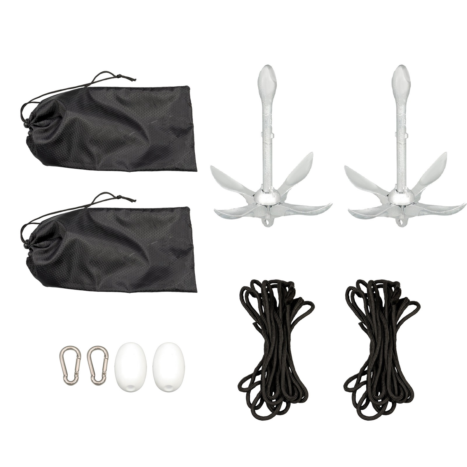 1.5 3.3 5.5 7.1lb 2-Pack Folding Anchor Set For Small Boats Canoe Paddle Boards