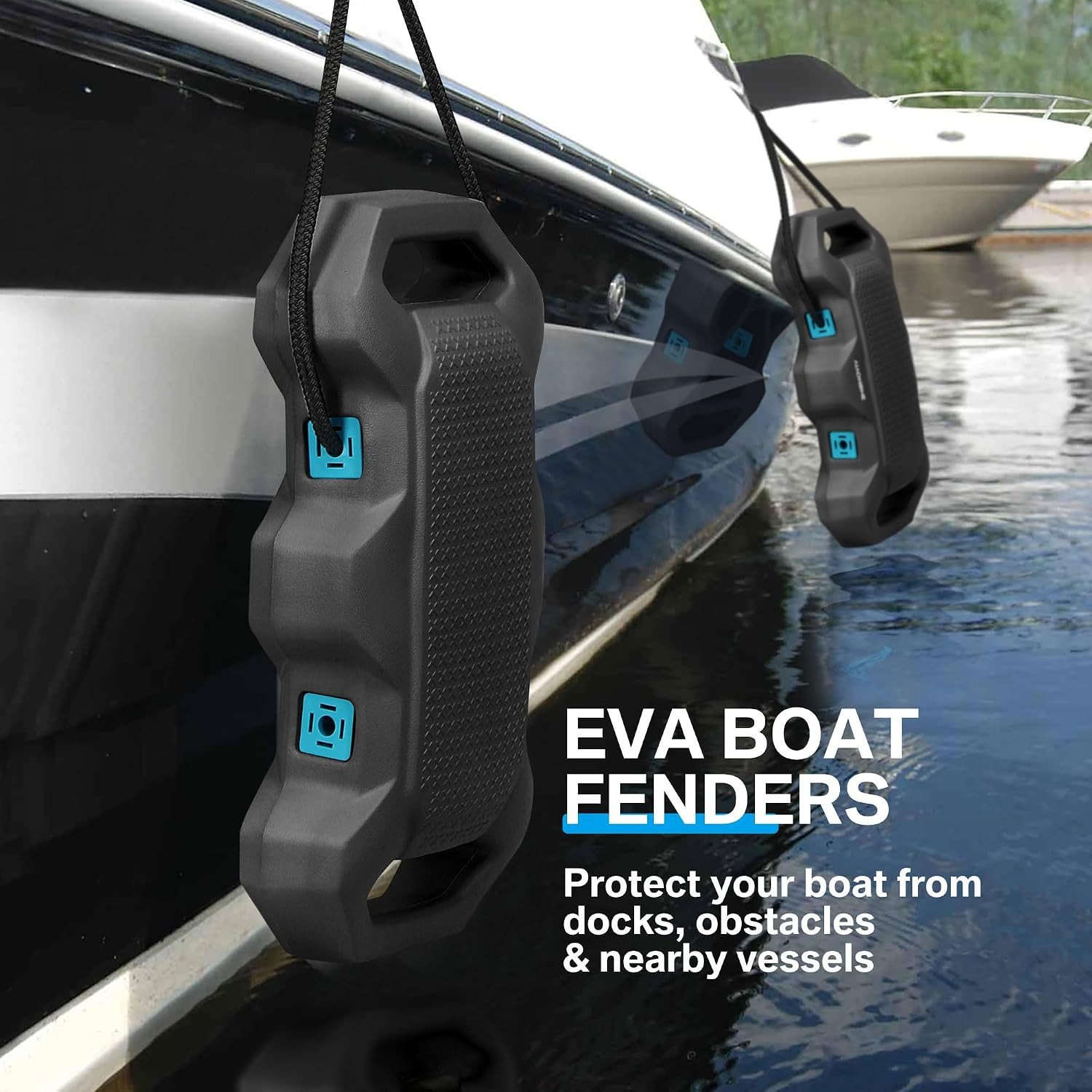 EVA Foam Boat Fender Bumpers with Nylon Ropes for Docking Pontoon Bass and Jet S