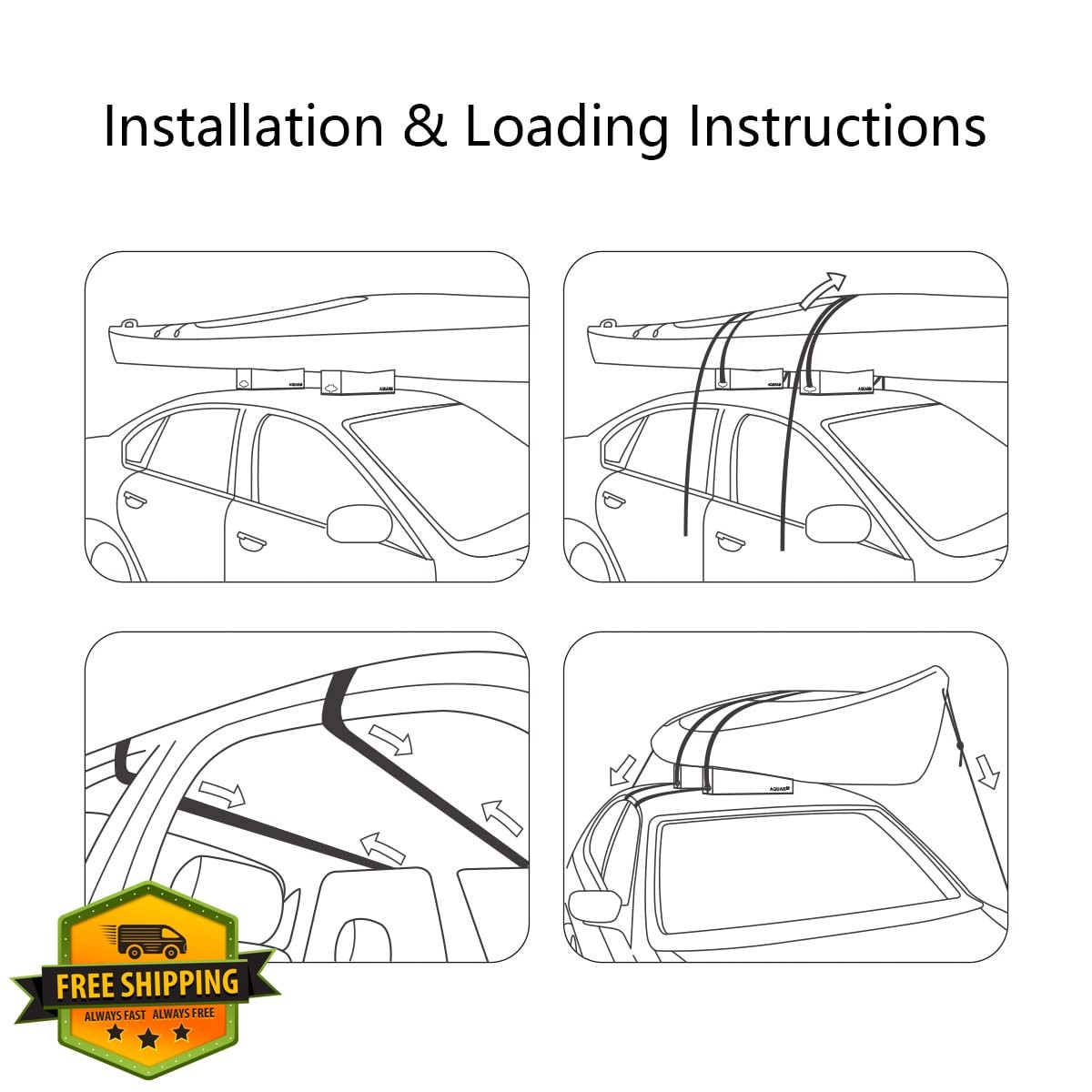 WOOWAVE Kayak Carrier Kit Soft Foam Block Roof Rack Pads Tie-Downs