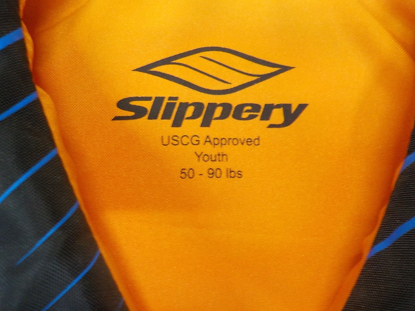 Slippery Life Vest PFD Personal Flotation Device Youth Blue/Orange 50-90lbs