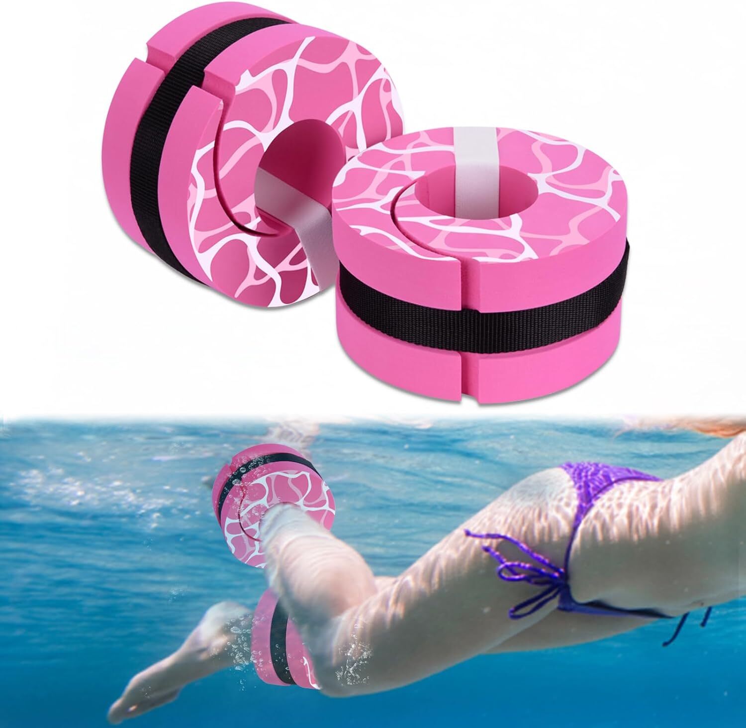 Swim Aquatic Cuffs, EVA Water Aerobics Float Ring Fitness Exercise Weights Set