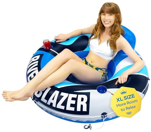2026 New & Upgraded Heavy Duty River Tube Inflatable, Cool Blue XL 53″ (2025)