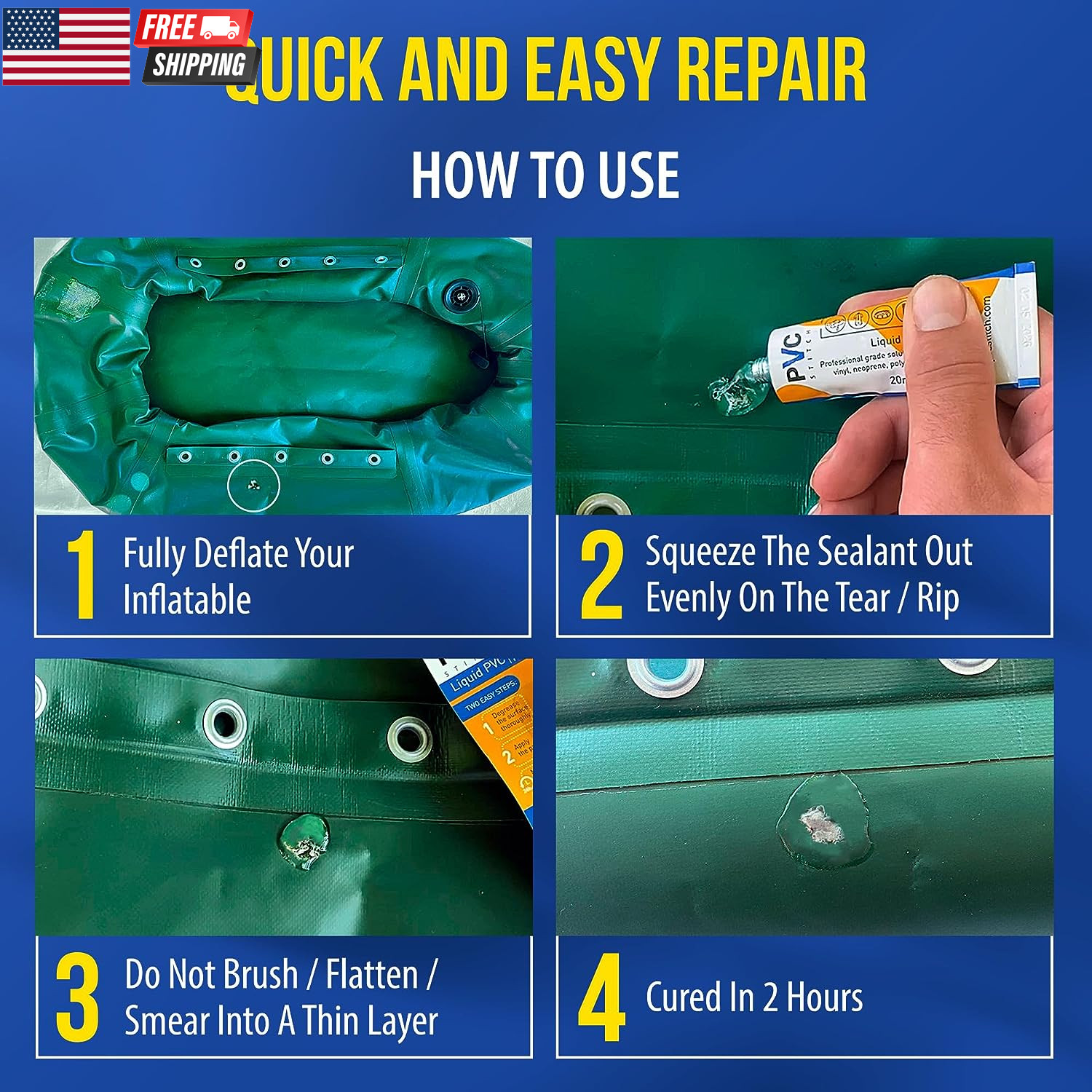 Aquapro Liquid Patch Waterproof Repair Kit for PVC Inflatable Boats, Rafts, Isup