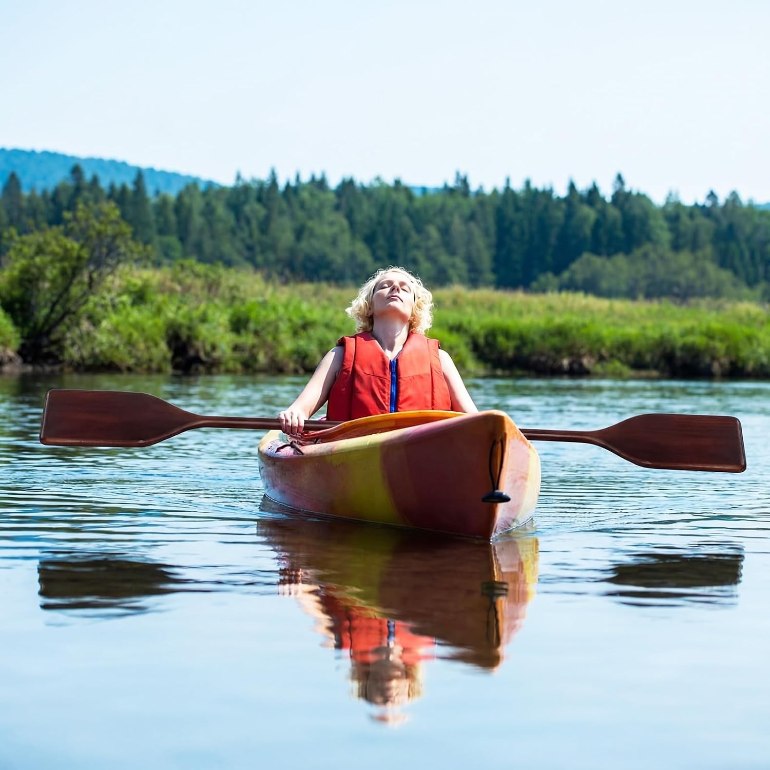 Silipull 2 Pcs 2.5-4Ft Wooden Canoe Oar Paddle, 30-48” Solid Pine Paddle Canoe,