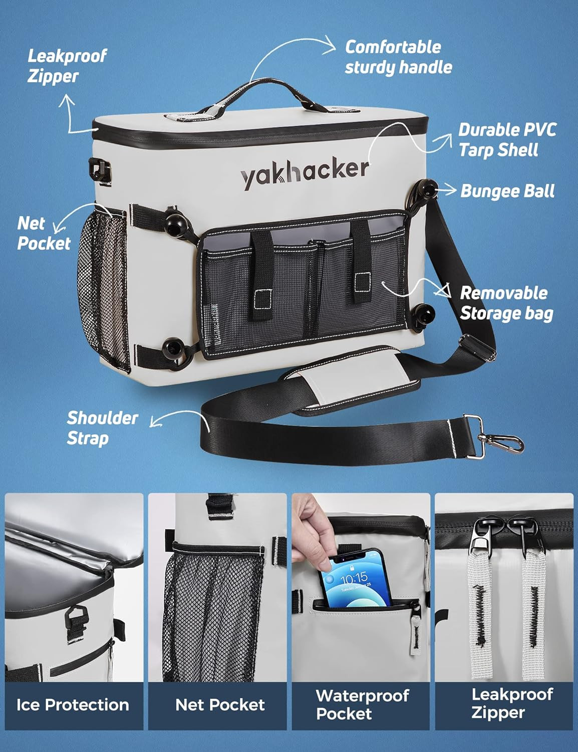 Kayak Cooler, Waterproof Seat Back Cooler for Kayaks with Lawn-Chair Style Seats